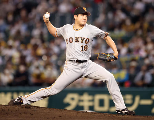 阪神対巨人 巨人先発の菅野(撮影・狩俣裕三)