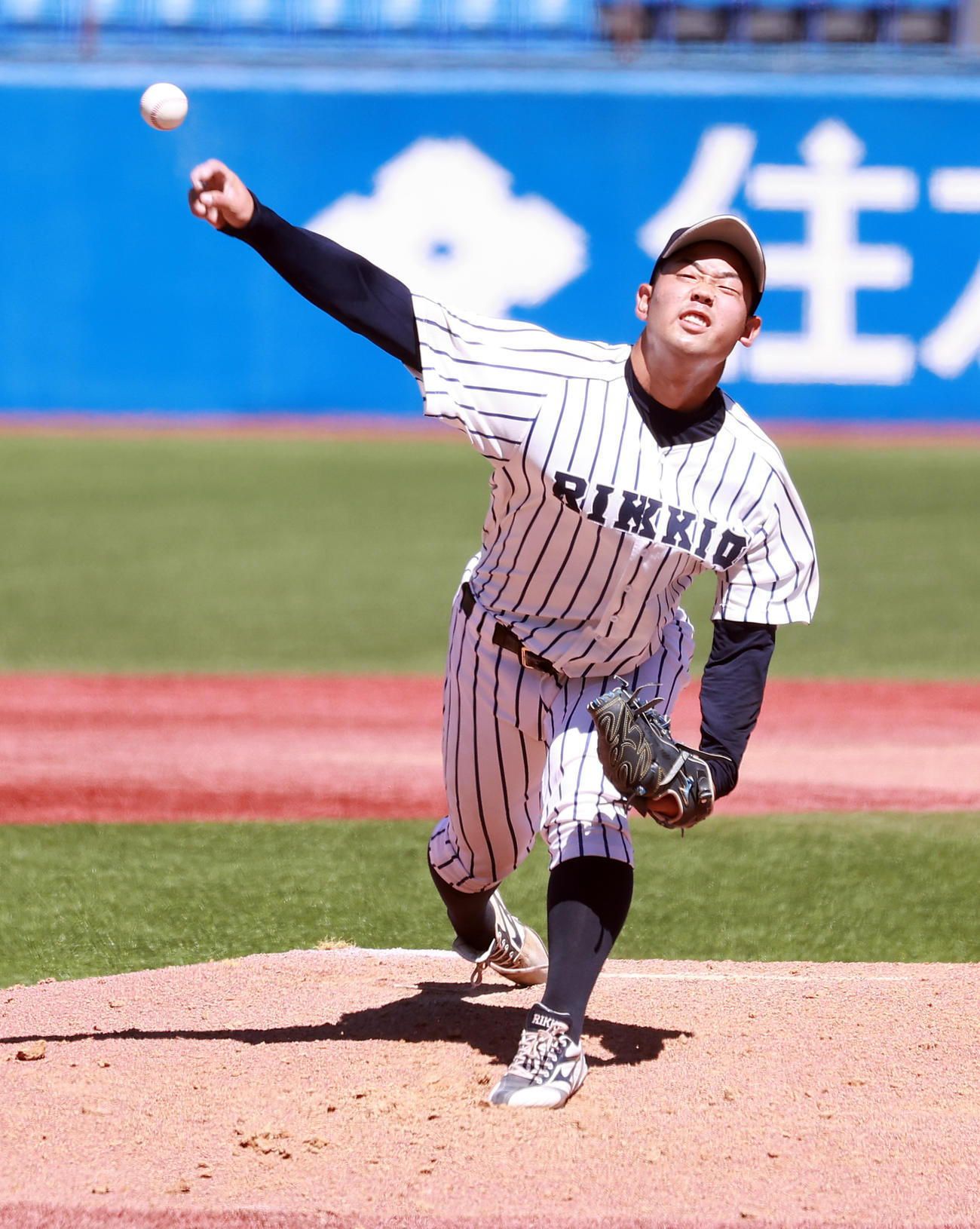 立大対早大　立大先発の池田陽（撮影・浅見桂子）