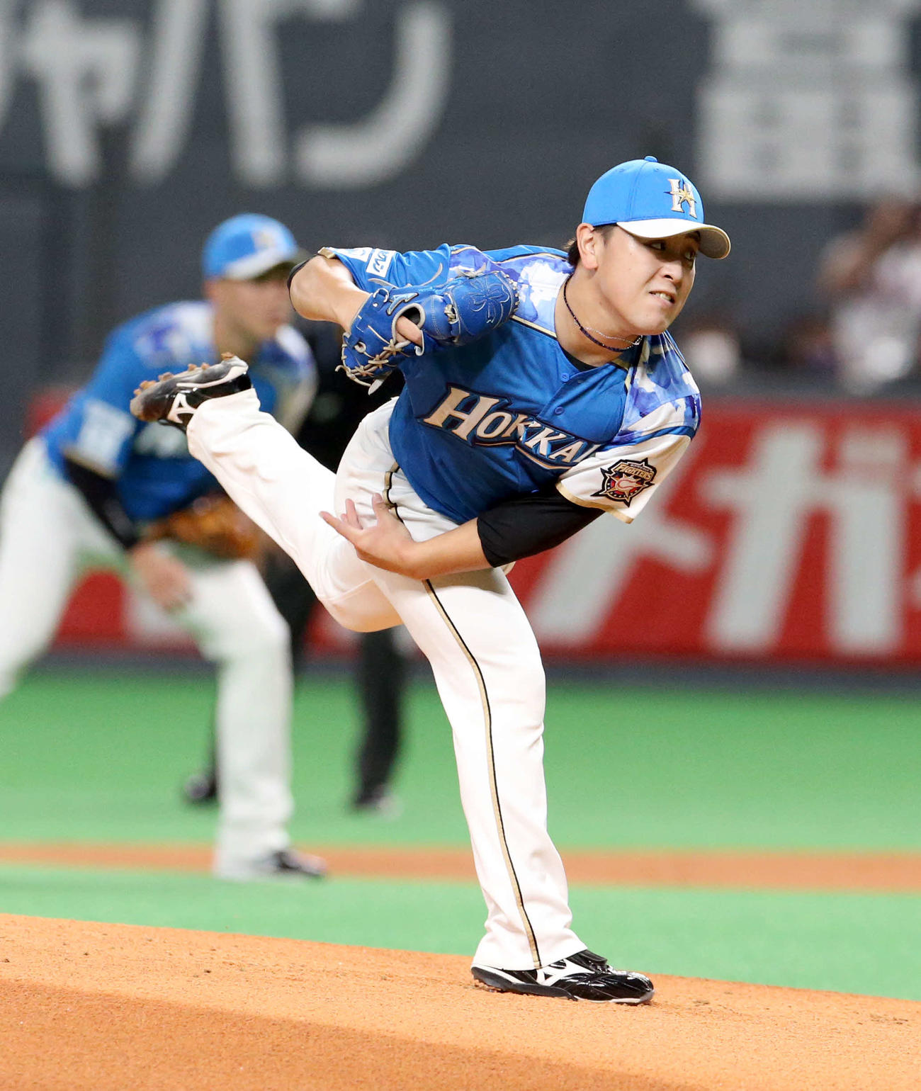 日本ハム対ロッテ　力投する日本ハム先発の河野（撮影・佐藤翔太）