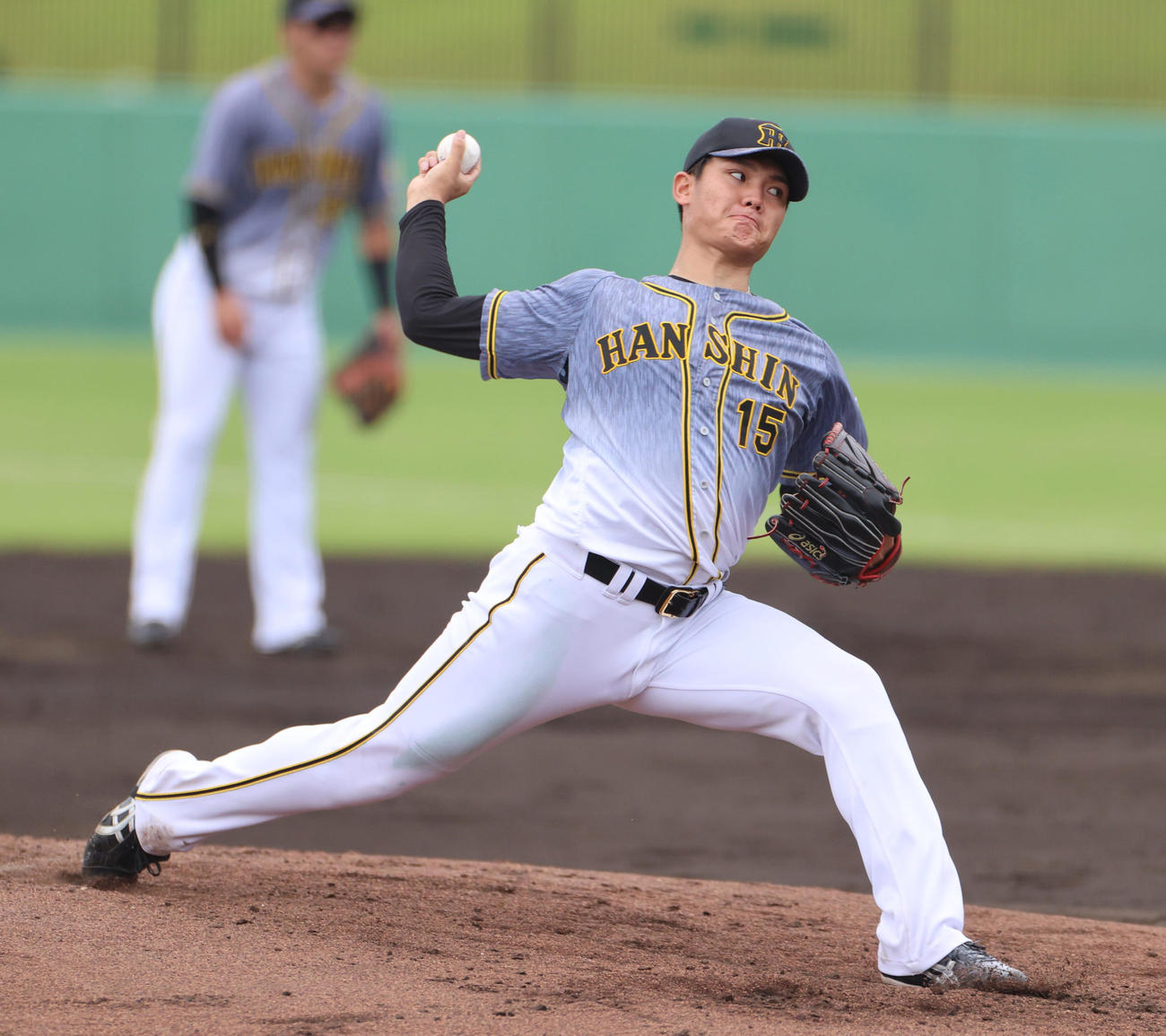 ウエスタン・リーグ広島対阪神　先発も3回に広島打線に捕まる阪神西純（撮影・清水貴仁）