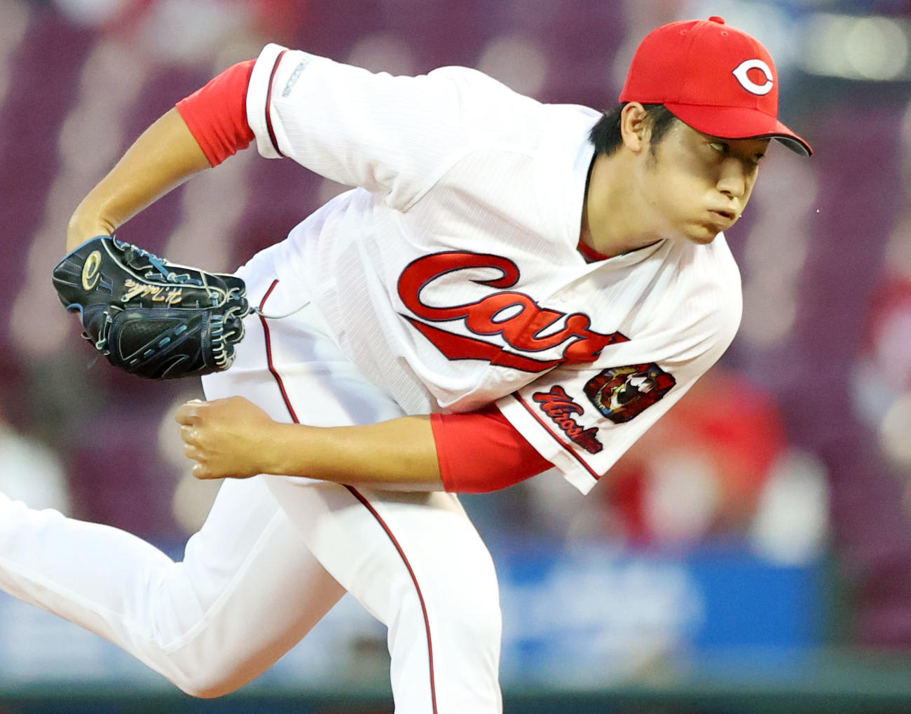 広島対巨人　プロ初完封勝利を挙げた床田（撮影・狩俣裕三）