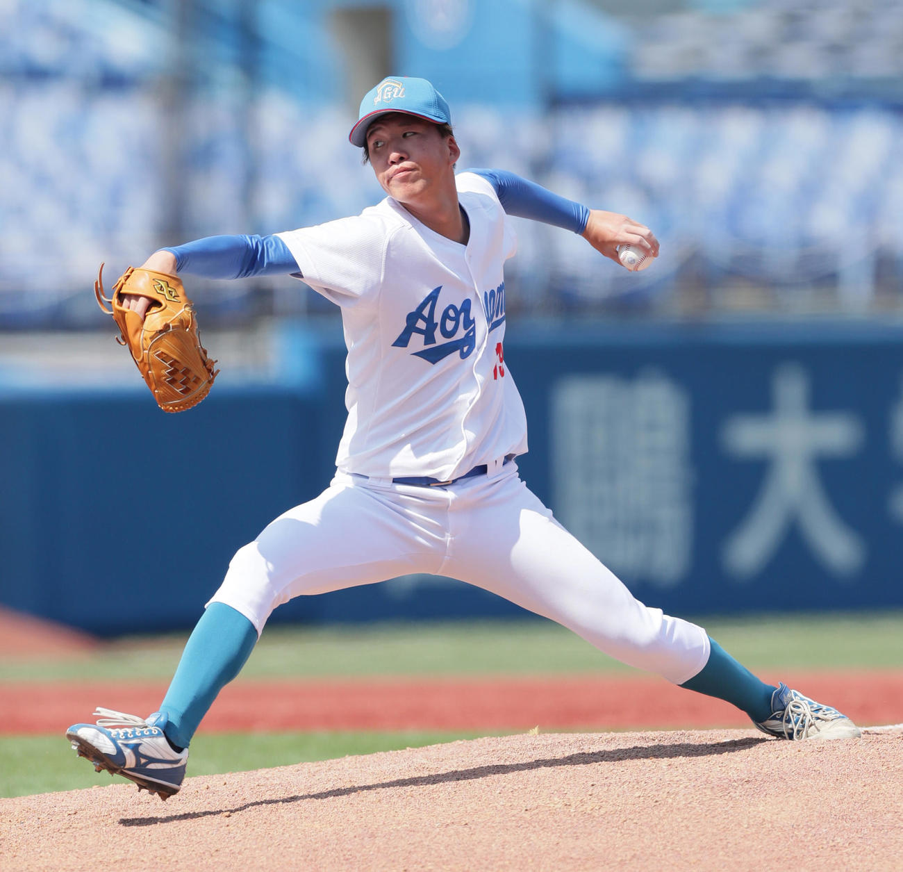 青学大対国学院大　青学大先発の北村（撮影・足立雅史）