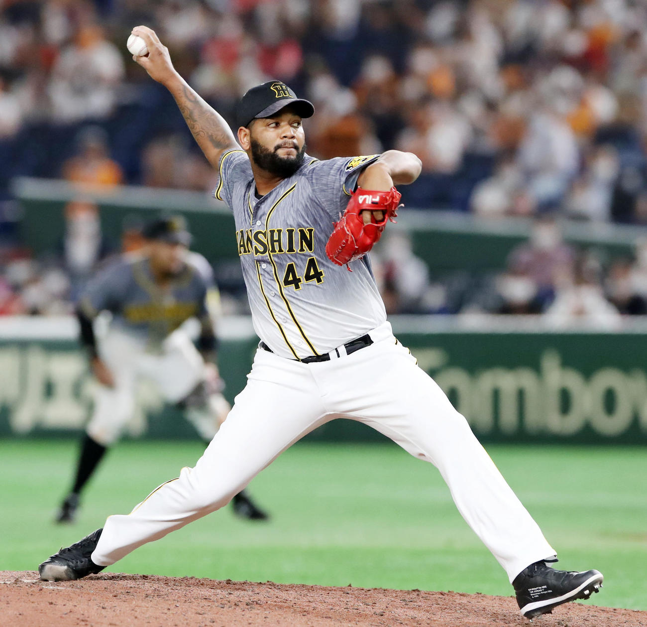 巨人対阪神　7回裏、阪神4番手で登板するアルカンタラ（撮影・加藤哉）