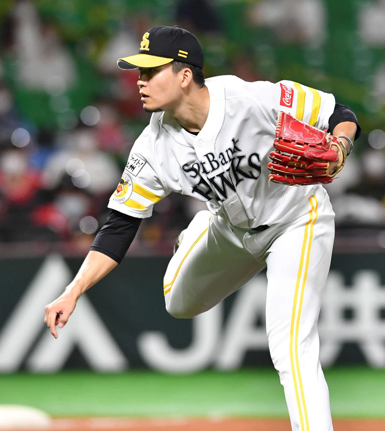 ソフトバンク対西武　ソフトバンク先発の千賀（撮影・岩下翔太）