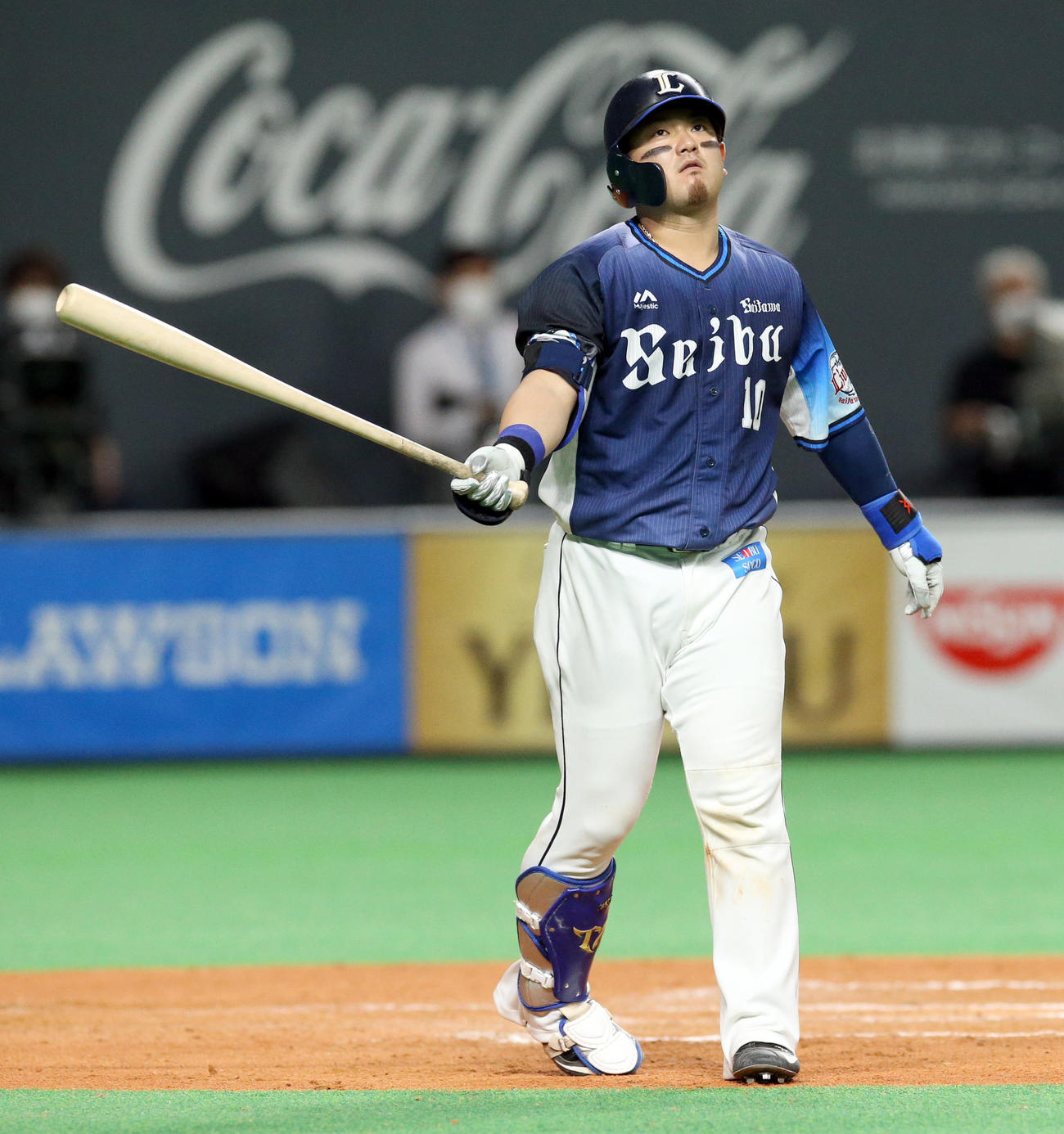日本ハム対西武　9回表西武1死一塁、森は見逃し三振に終わる（撮影・佐藤翔太）