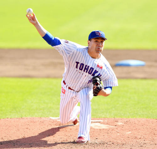 楽天対ロッテ　楽天先発の田中将（撮影・滝沢徹郎）