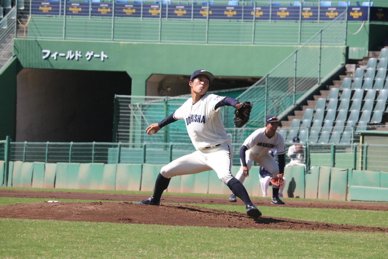 同大の先発東山玲士投手（撮影・林亮佑）