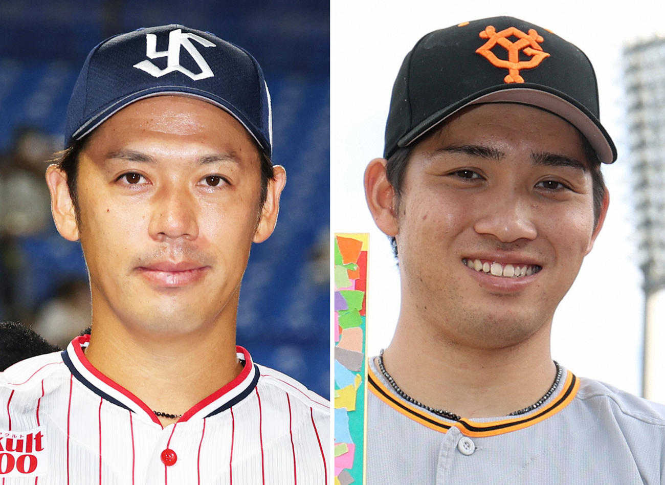 左からヤクルト小川泰弘、巨人高橋優貴