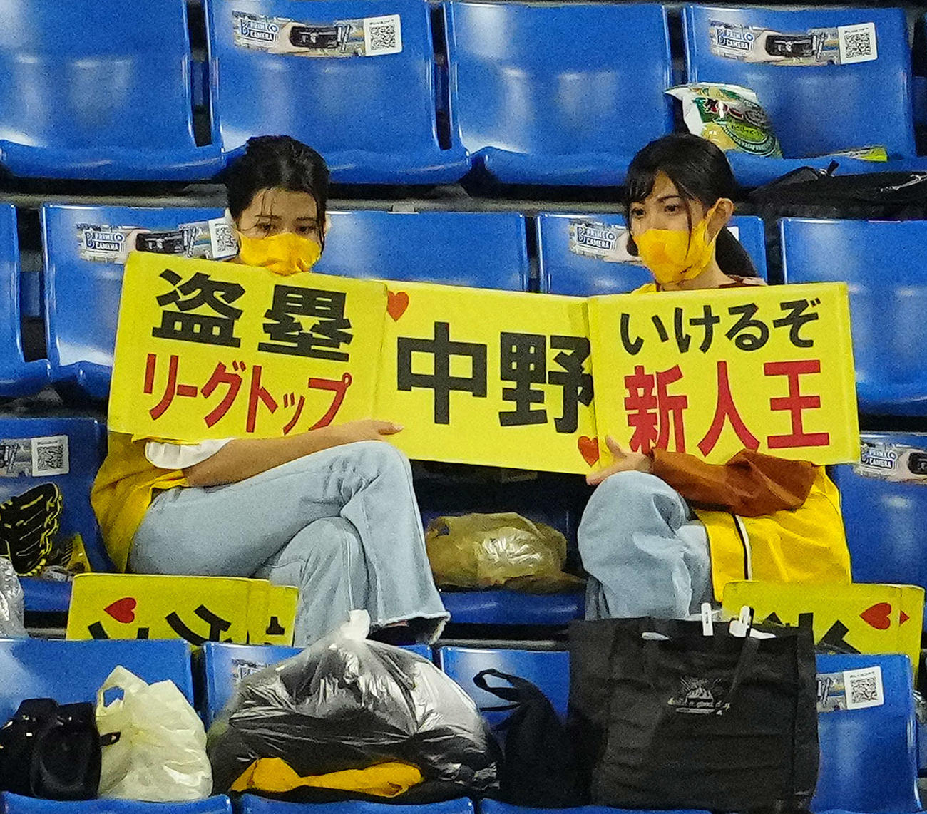 DeNA対阪神　3回表、阪神中野を応援するファン（撮影・江口和貴）