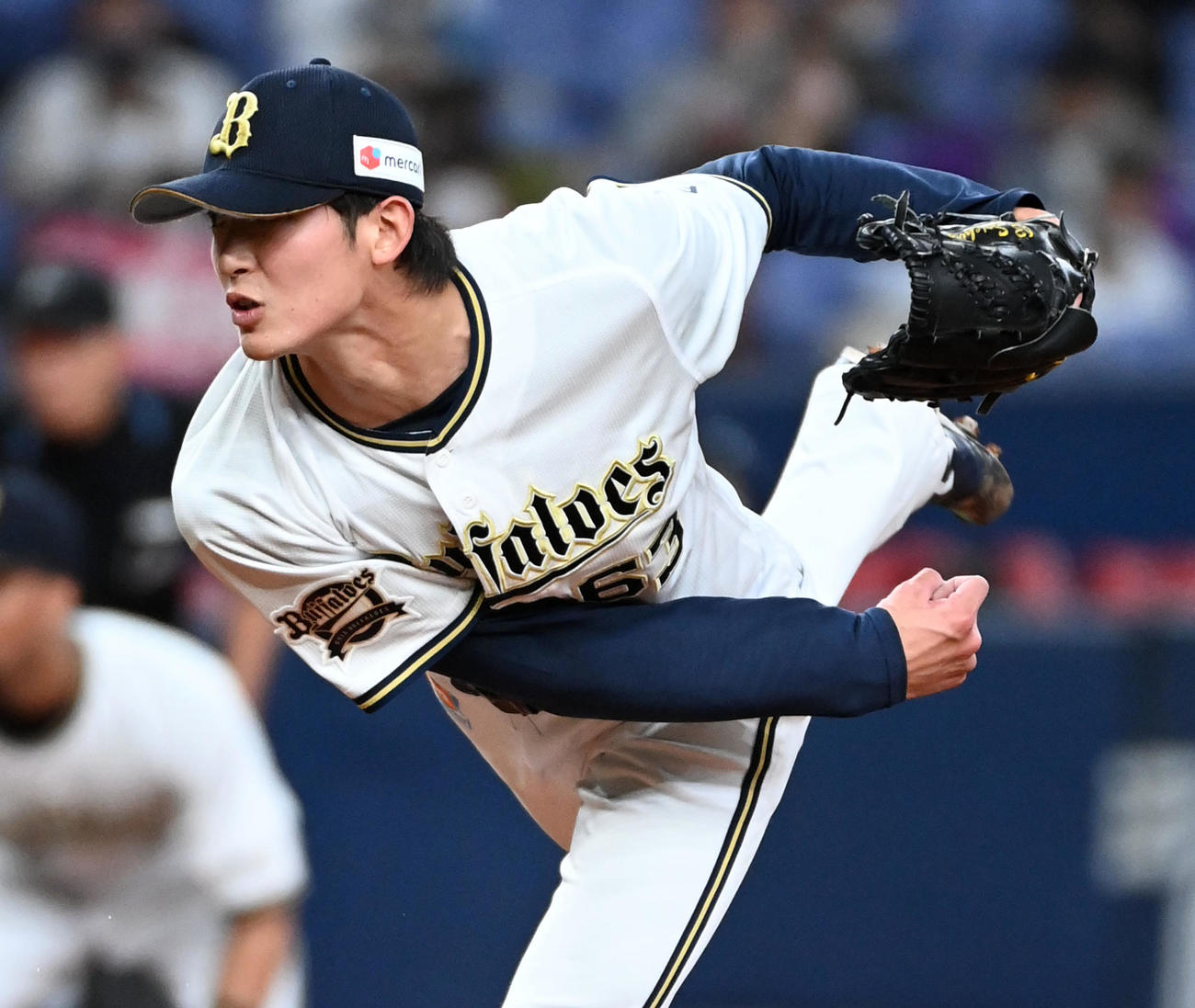 オリックス対日本ハム　オリックス先発の山崎颯（撮影・前岡正明）