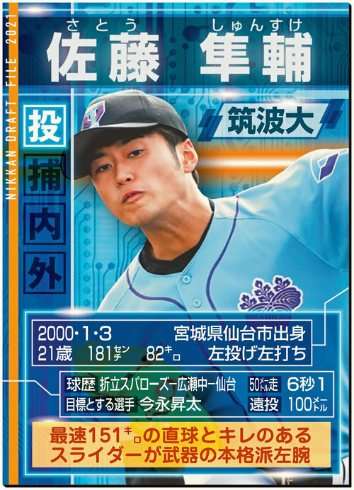 ドラフト】筑波大・佐藤隼輔は西武2位、文武両道の即戦力左腕 - プロ