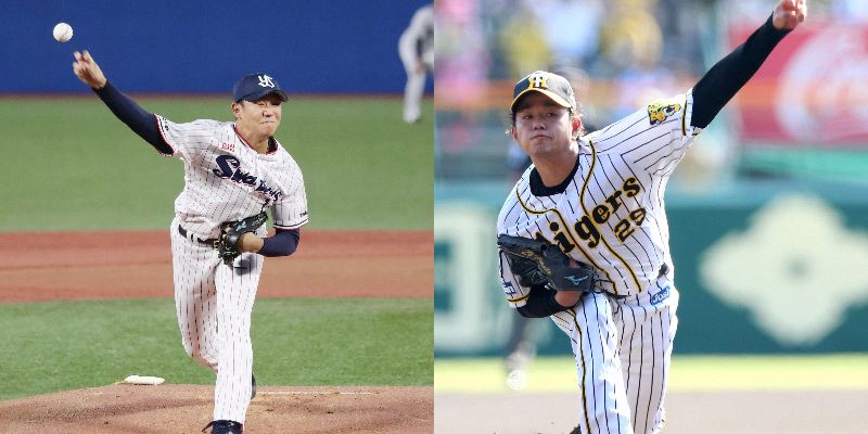 ヤクルト奥川恭伸（左）阪神高橋遥人