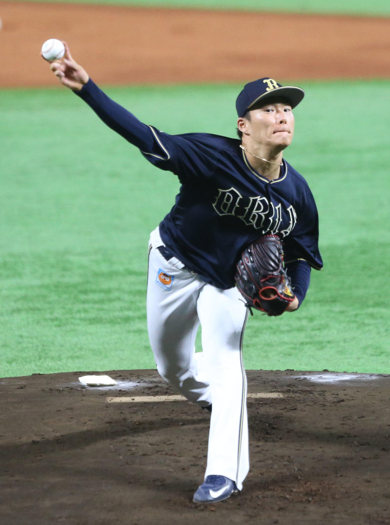 ソフトバンク対オリックス　オリックス先発の山本（撮影・屋方直哉）