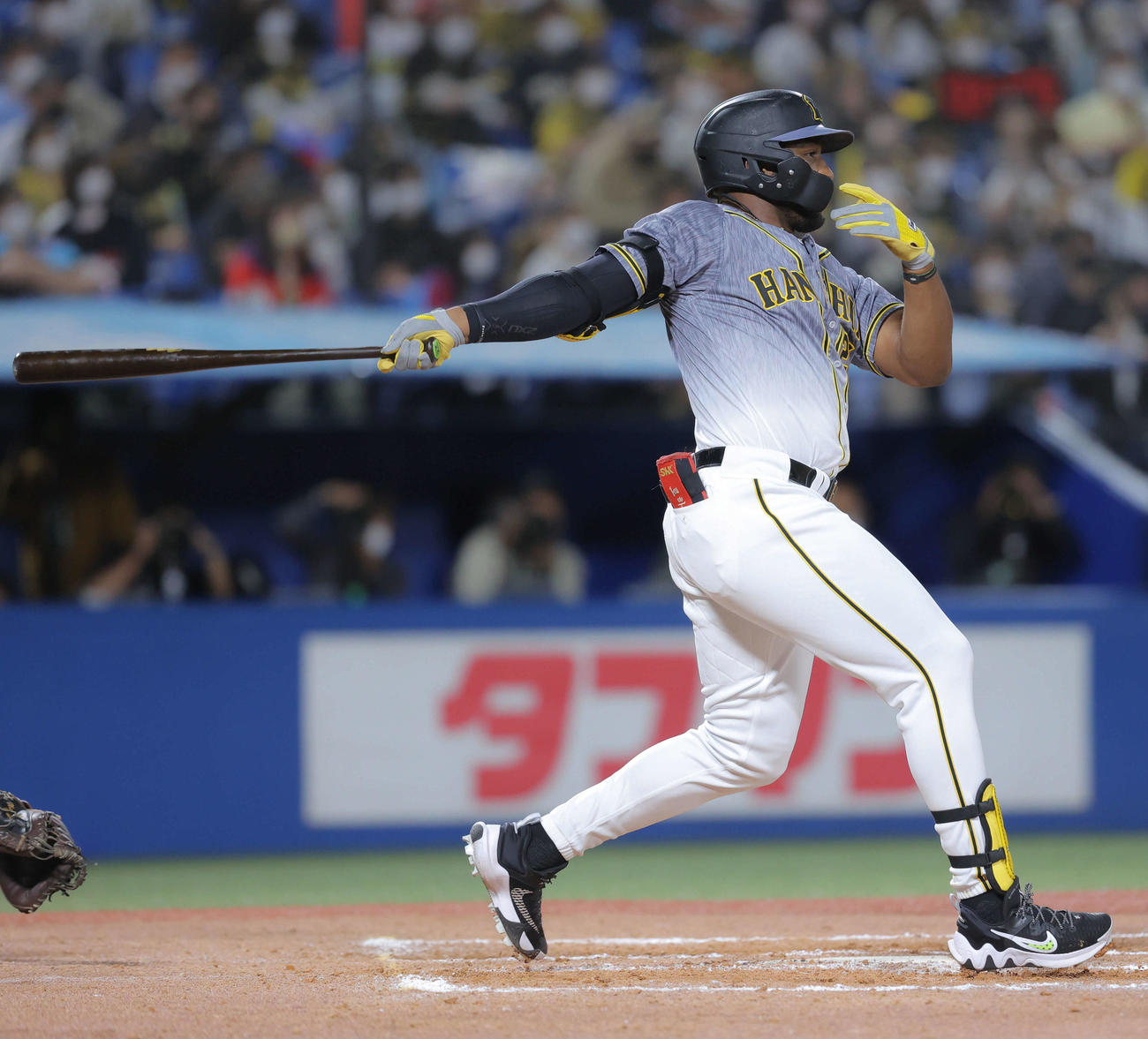 ヤクルト対阪神　7回表阪神無死、右前打を放つロハス（撮影・河田真司）