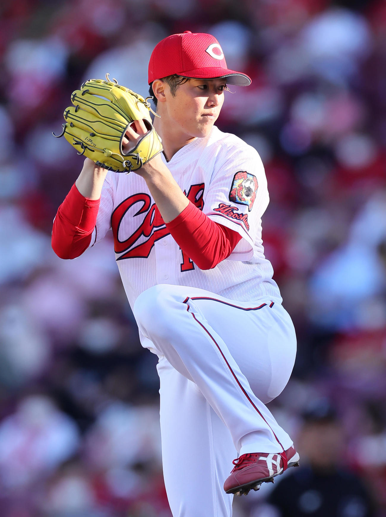広島対巨人　7回無失点の好投で勝利を挙げた広島森下（撮影・足立雅史）