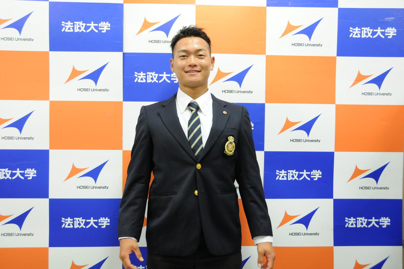 DeNAから4位指名を受けた法大・三浦（法大提供）