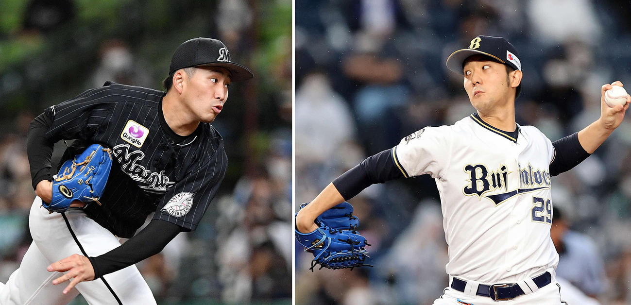 ロッテ小島和哉（左）、オリックス田嶋大樹