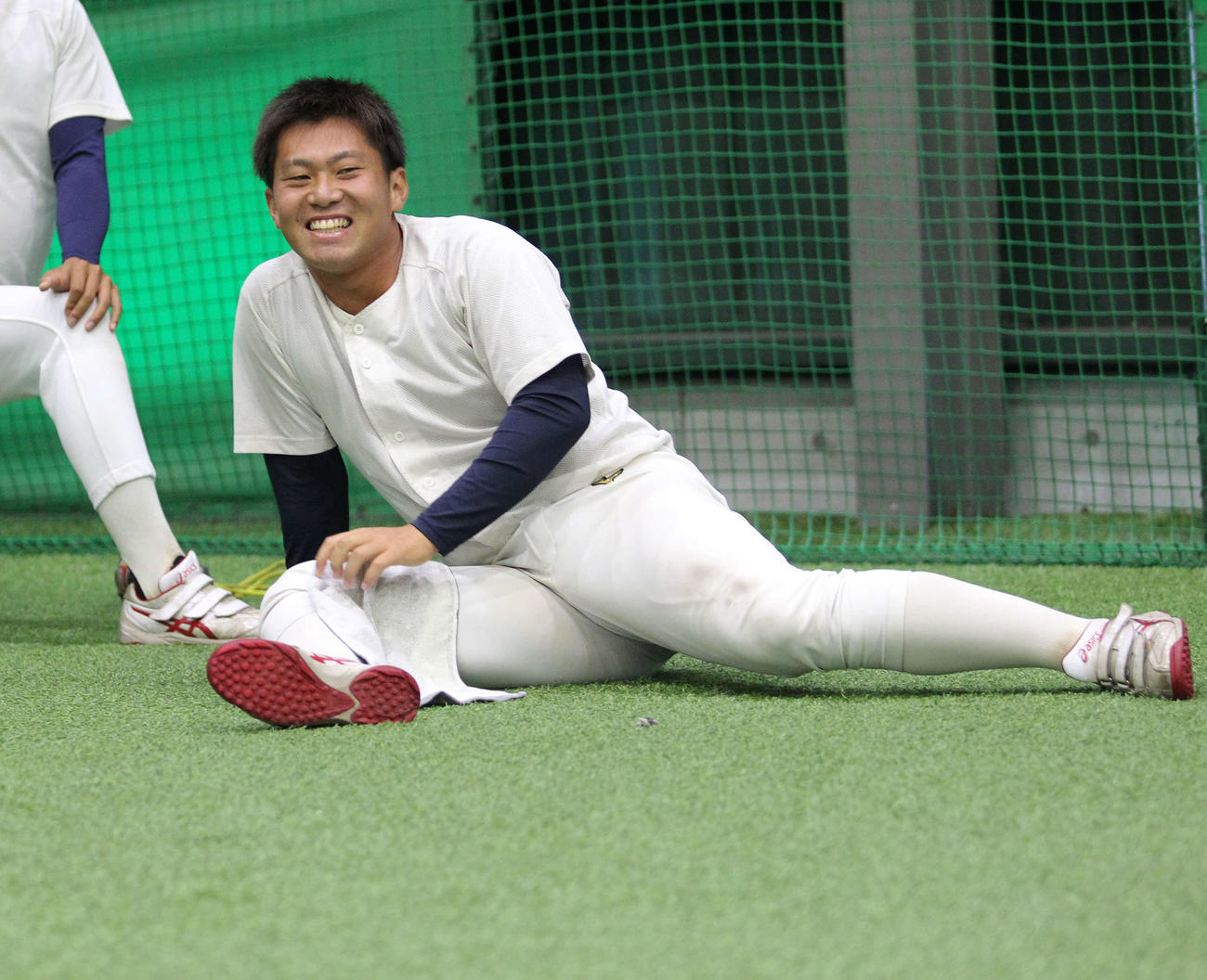 阪神に3位指名された桐敷投手はドラフトから一夜明け乃トレーニングでリラックス