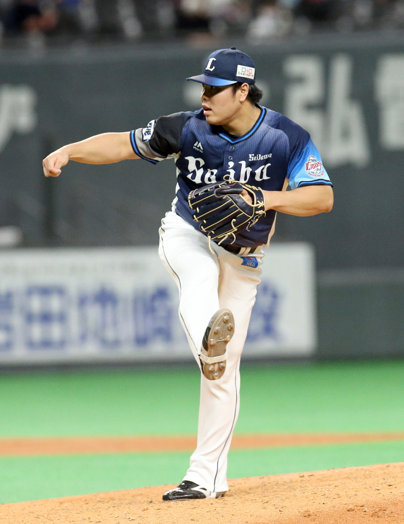 日本ハム対西武　9回から登板する西武平良（撮影・佐藤翔太）