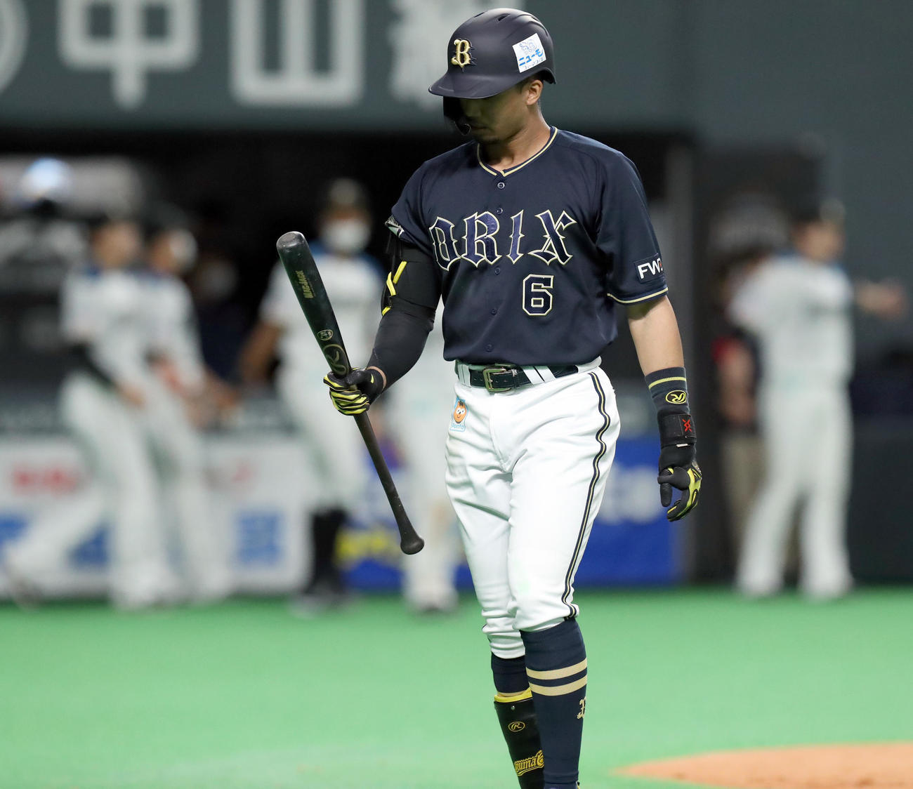 日本ハム対オリックス　9回表オリックス2死一塁、宗は三振に終わる（撮影・佐藤翔太）