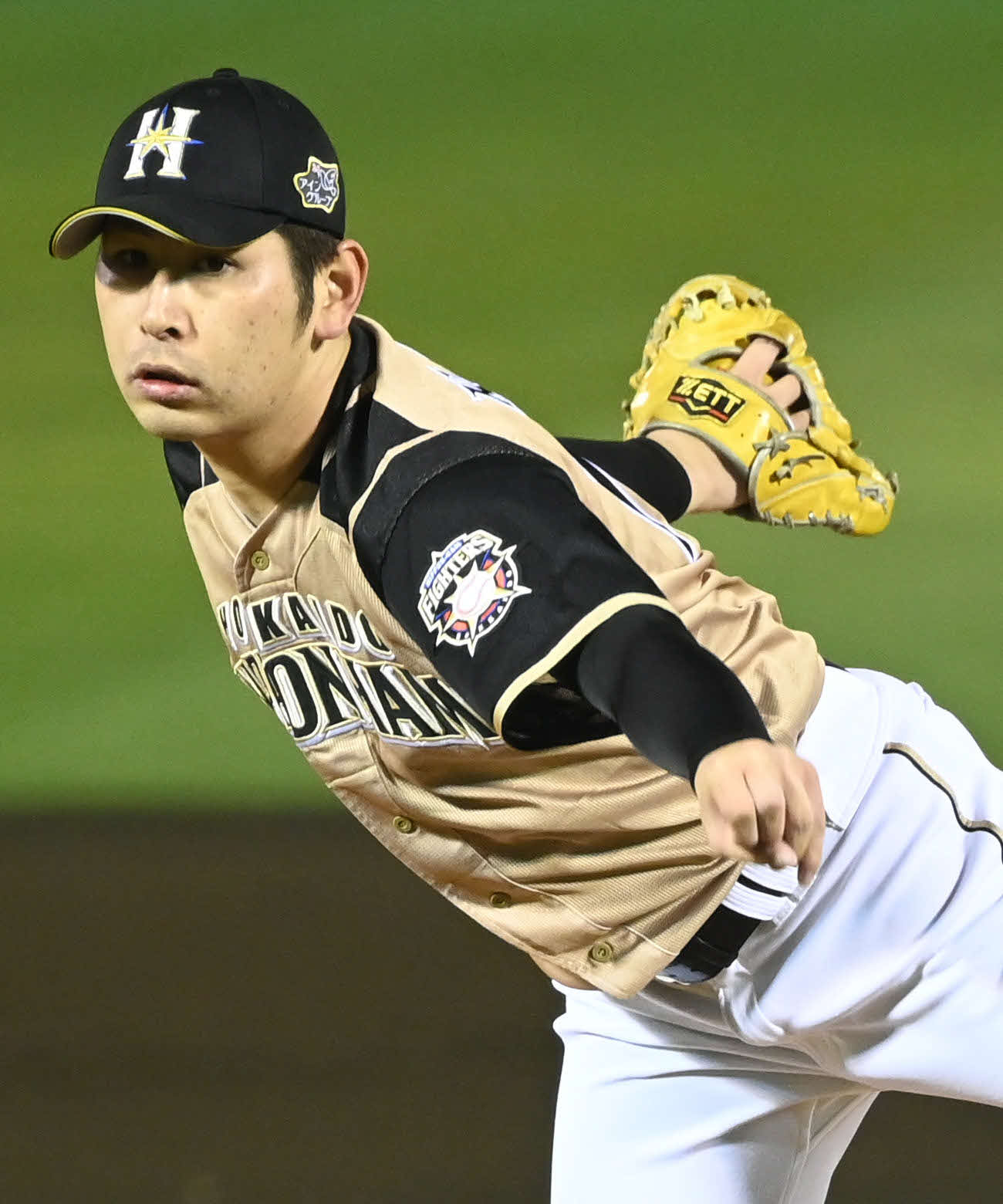 力投する日本ハム先発の加藤（撮影・山崎安昭）