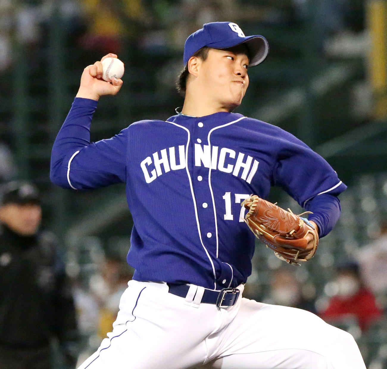 阪神対中日　中日先発の柳（撮影・上山淳一）