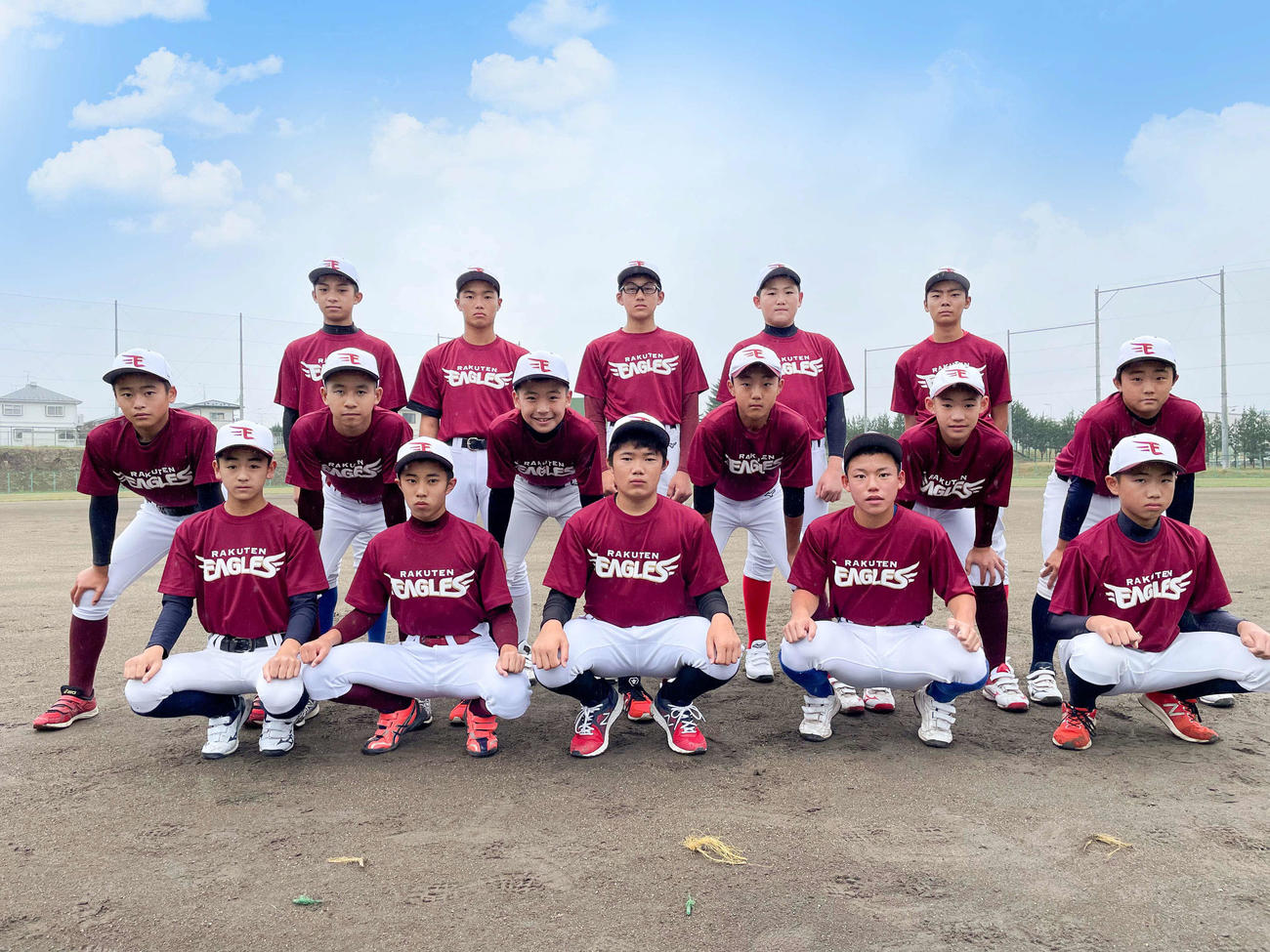 「NPB12球団ジュニアトーナメント2021」に参加する楽天イーグルスジュニアの登録メンバー16人（球団提供）