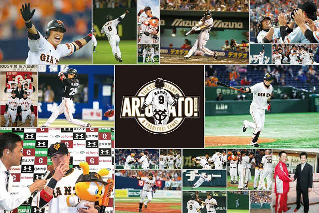 東京ドームの1階一塁側内野コンコース奥に設置される亀井の名場面を集めたフォトボード（球団提供）