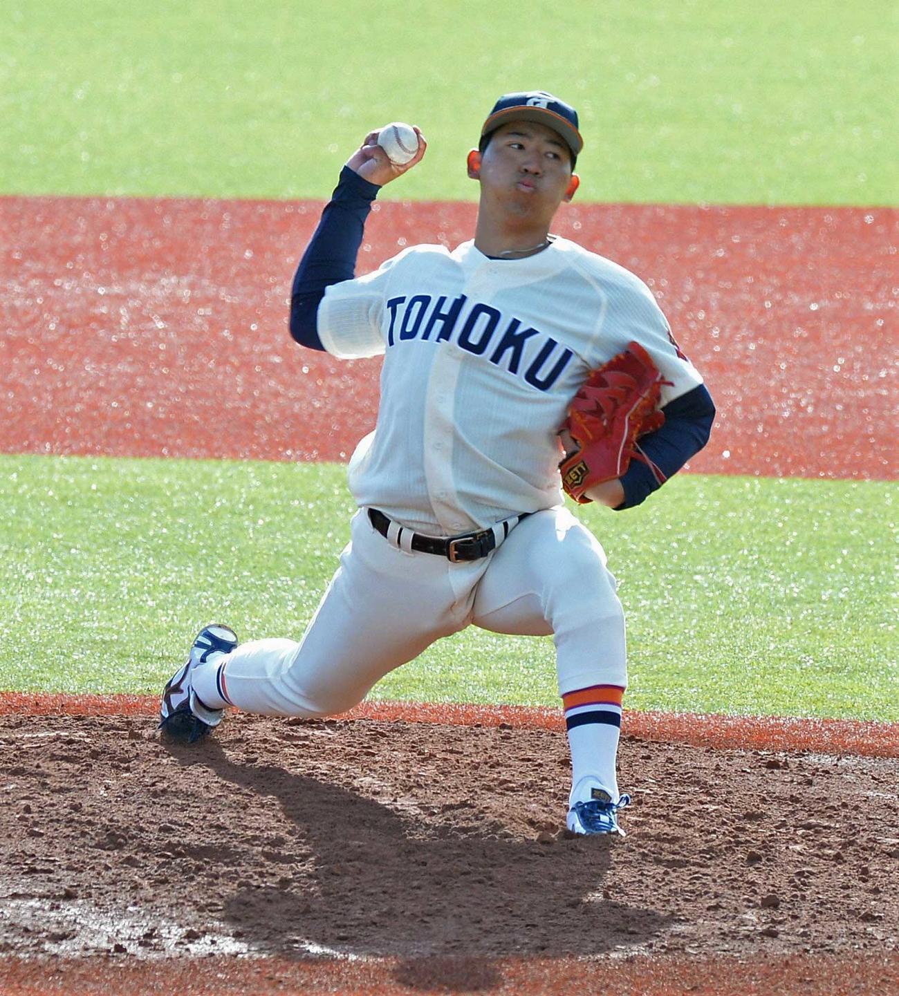 5回から4番手で登板した東北福祉大・椋木