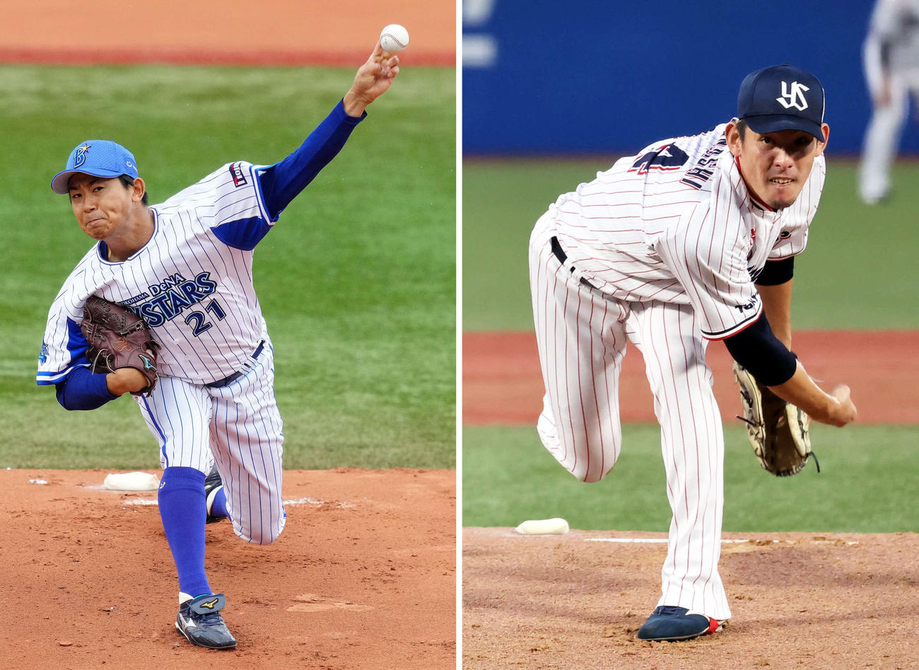 DeNA今永昇太、ヤクルト高梨裕稔（右）
