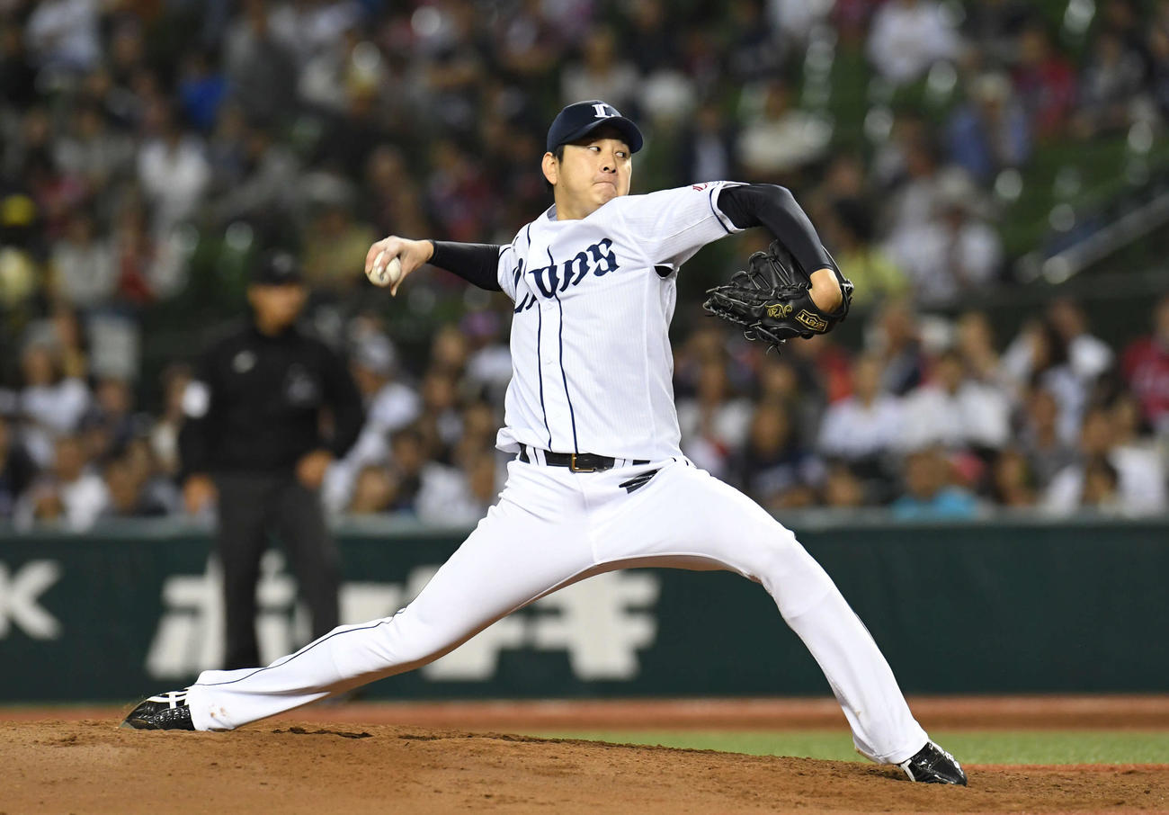 2017年9月23日オリックス戦、10勝目をプロ初完封で飾った西武野上亮磨