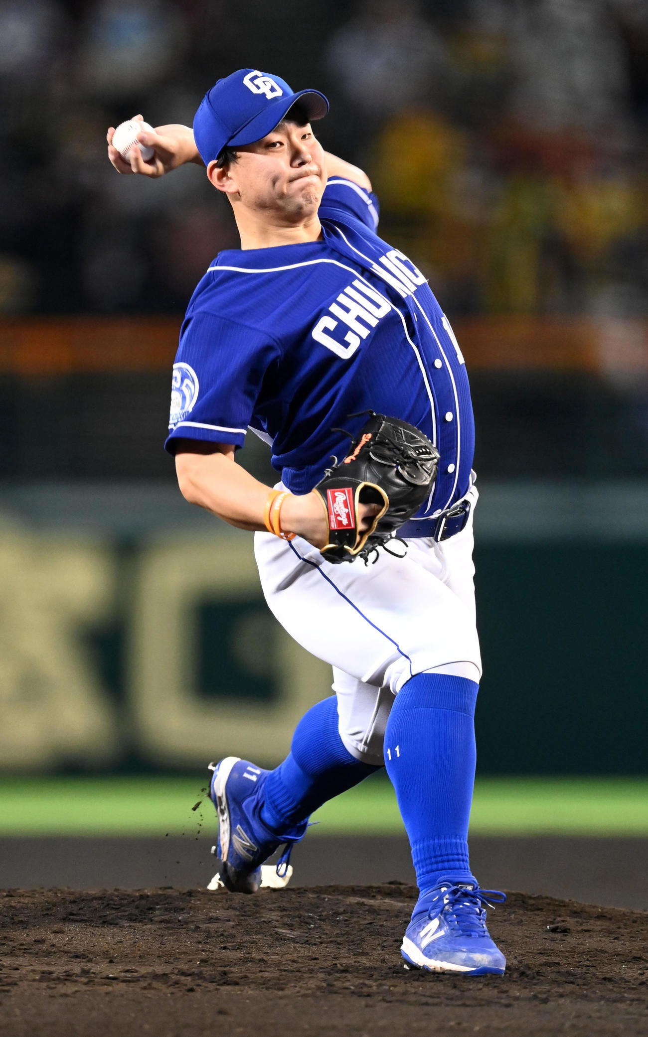阪神対中日　力投する中日先発の小笠原（撮影・前岡正明）