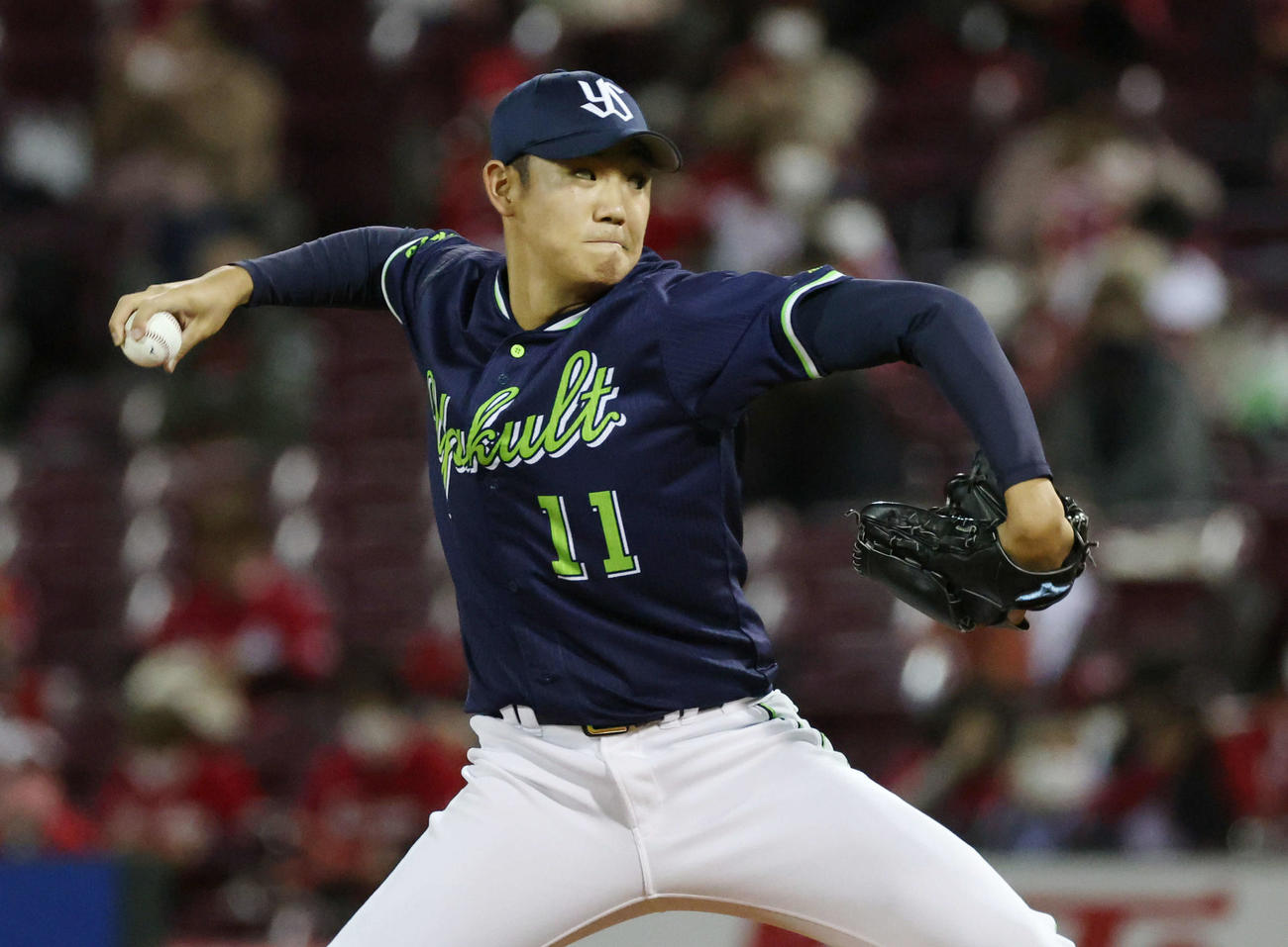 広島対ヤクルト　ヤクルト先発の奥川（撮影・加藤孝規）