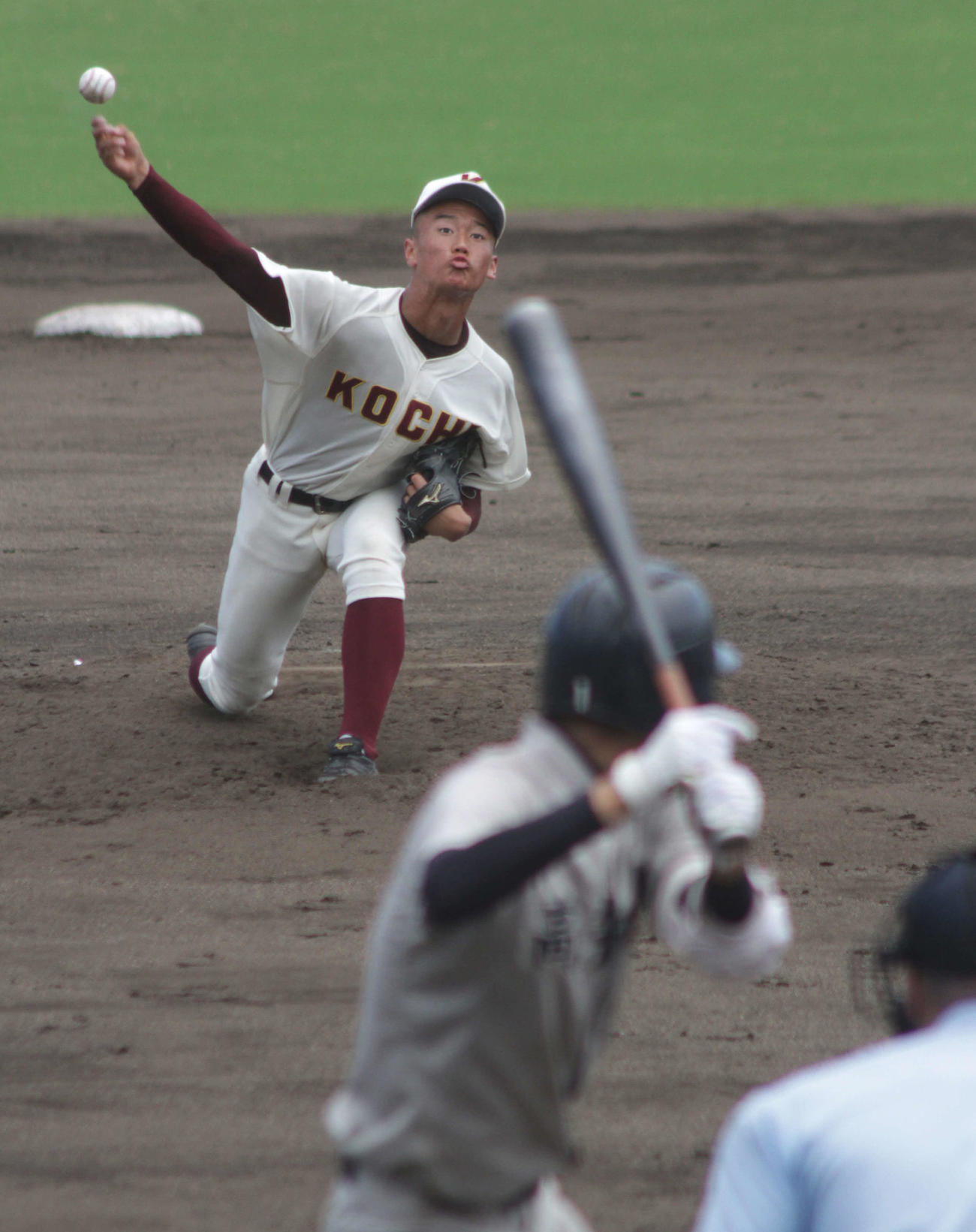 19年7月25日、高知東戦に登板し、初球に148キロを計測した高知・森木