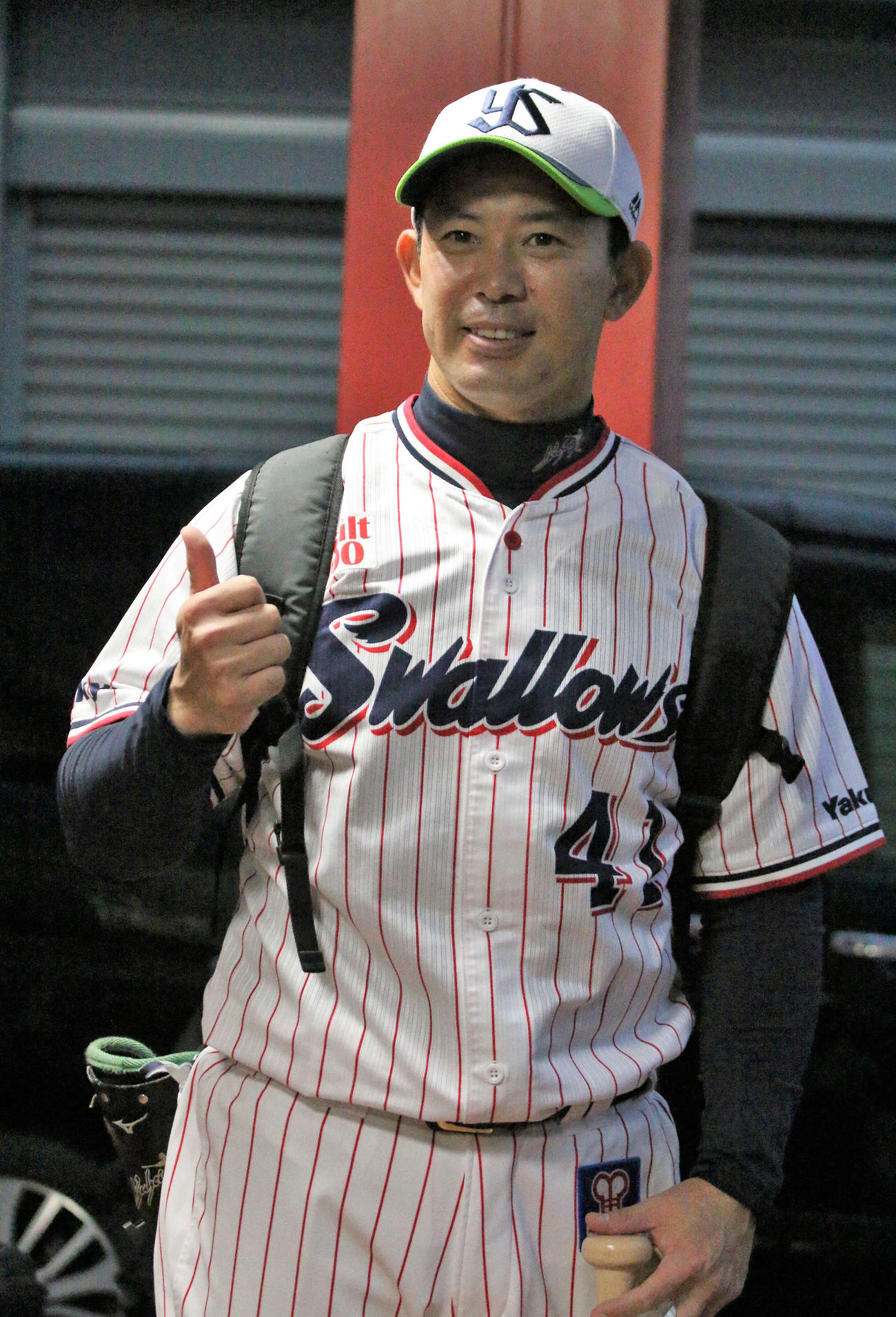引退試合へ向けて全体練習に参加したヤクルト雄平（撮影・木下大輔）