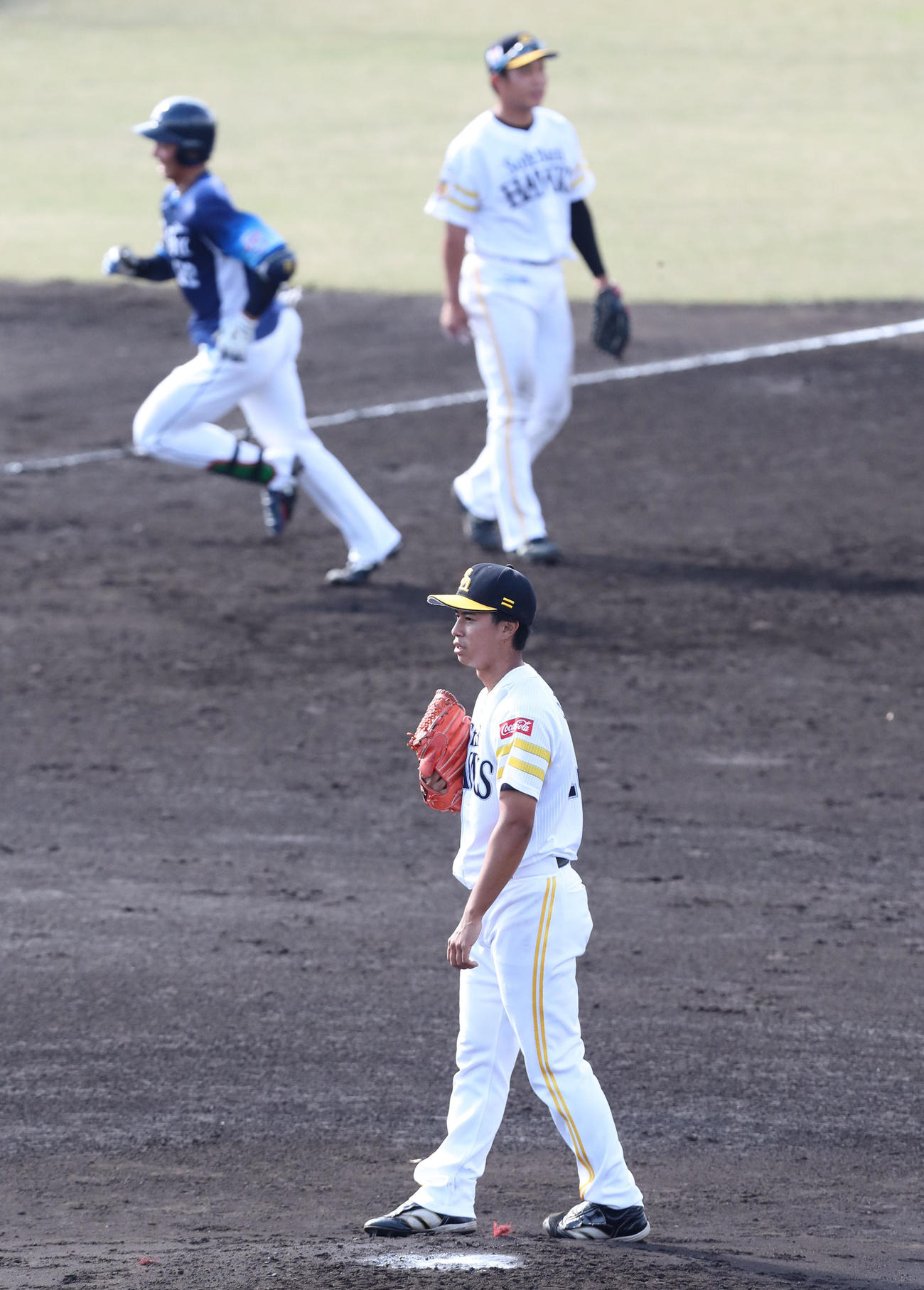ソフトバンク対西武　3回表西武2死一、二塁、大城は長谷川に3点本塁打を浴びる（撮影・梅根麻紀）