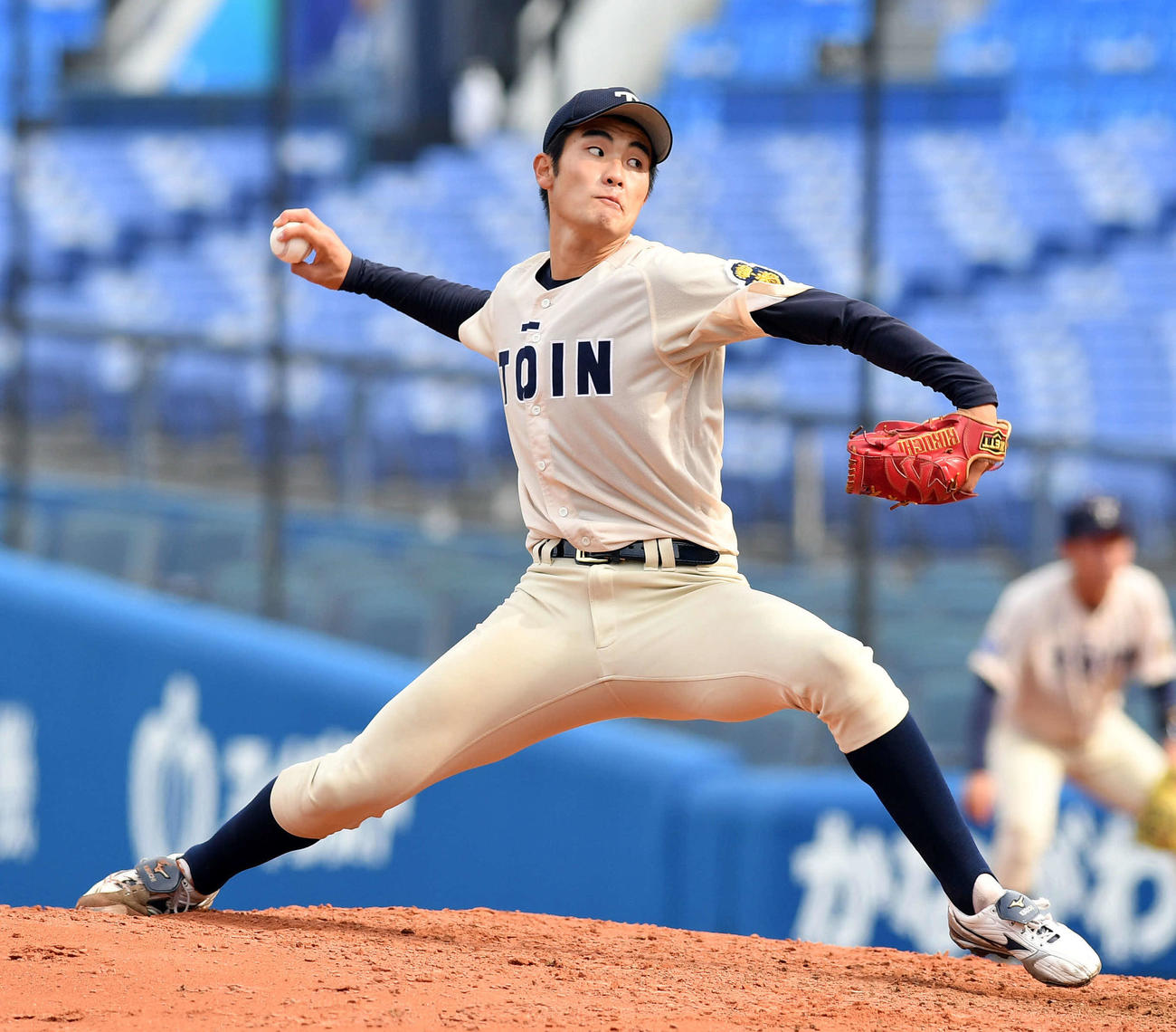 桐蔭横浜大対白鴎大　桐蔭横浜大先発の菊地（撮影・滝沢徹郎）