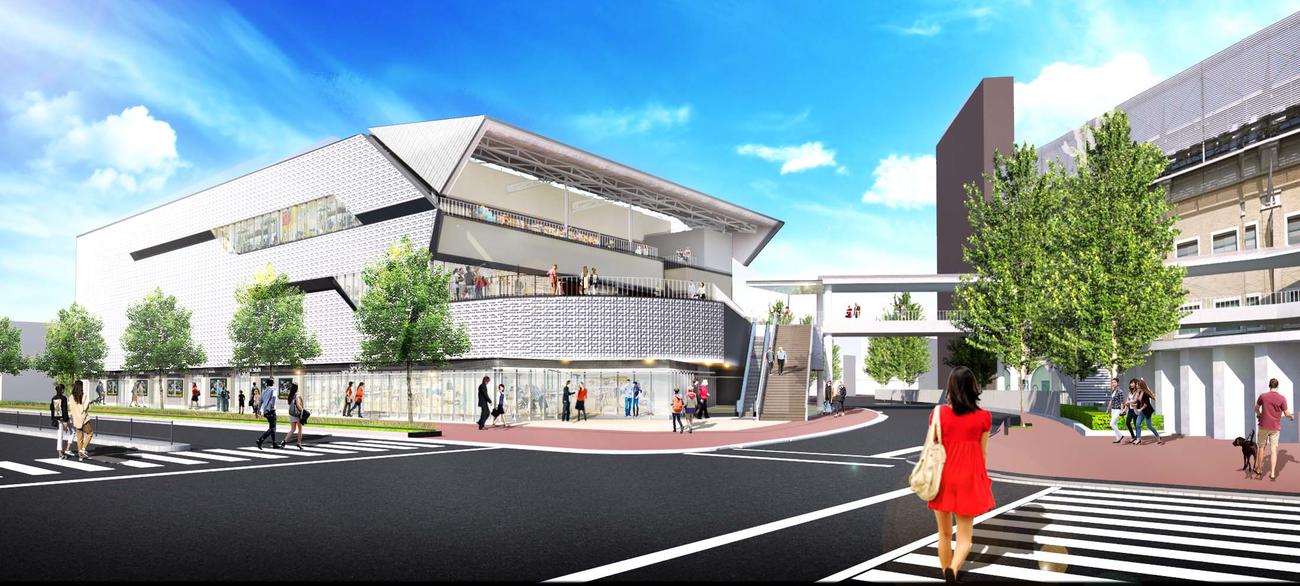 22年3月開業予定の阪神甲子園球場南側土地の開発、名称「甲子園プラス」の外観（阪神電鉄提供）