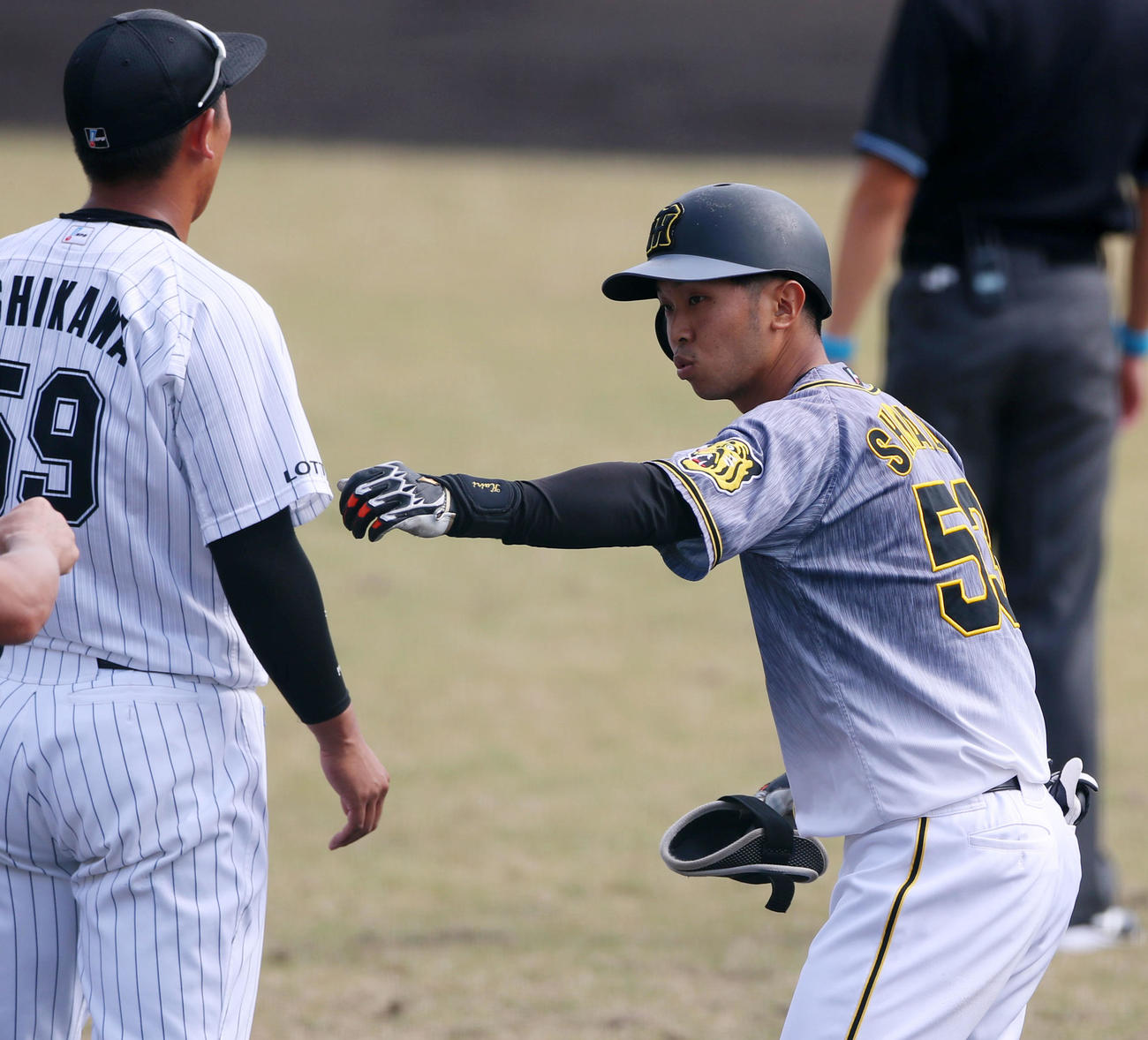 ロッテ対阪神　2回表阪神無死一、三塁、島田は右前適時打を放つ（撮影・加藤哉）