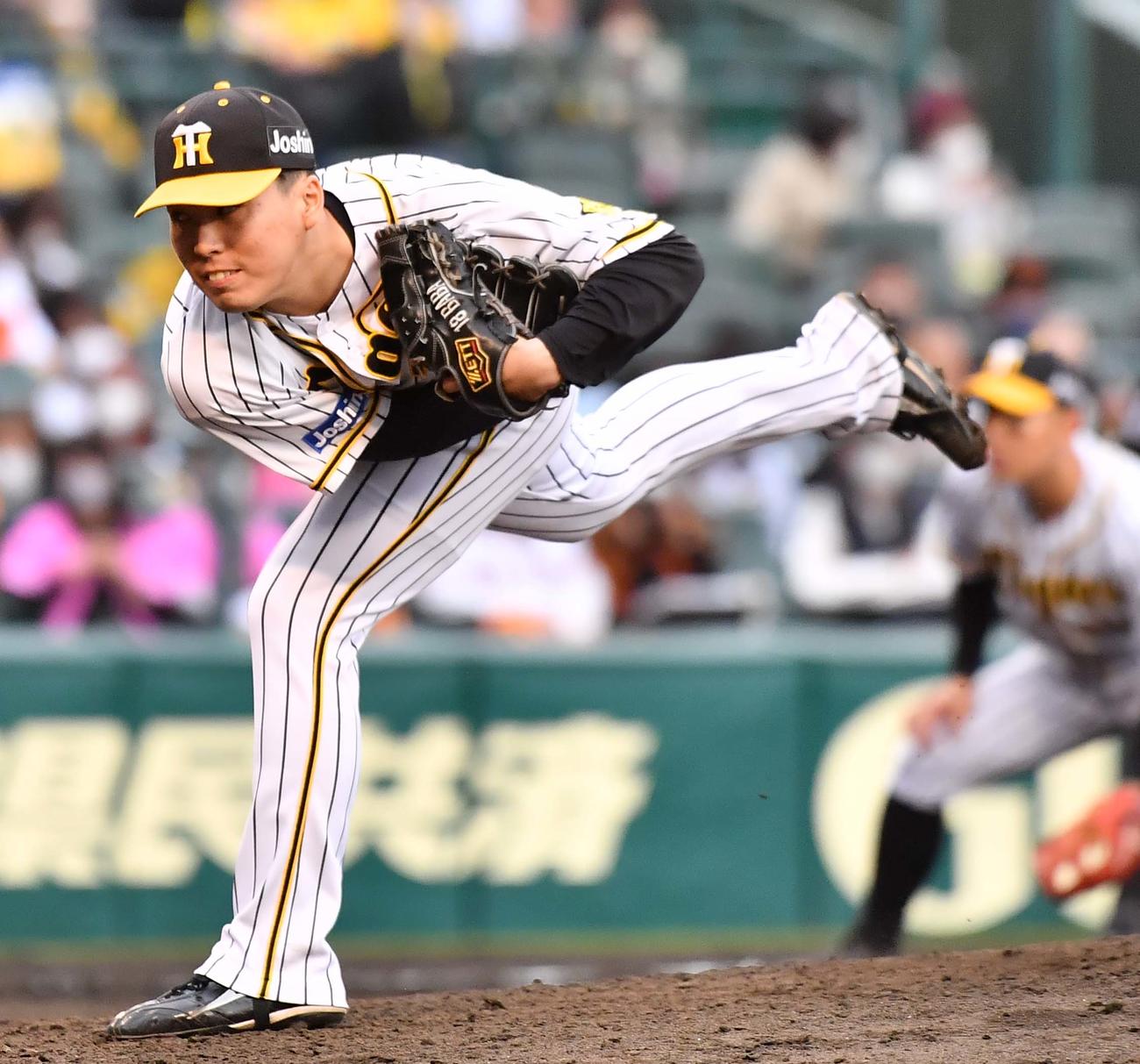 阪神対巨人　阪神2番手の馬場（撮影・上田博志）