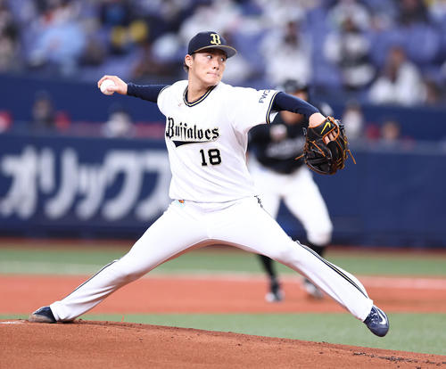 オリックス対ロッテ　力投するオリックス先発の山本（撮影・垰建太）