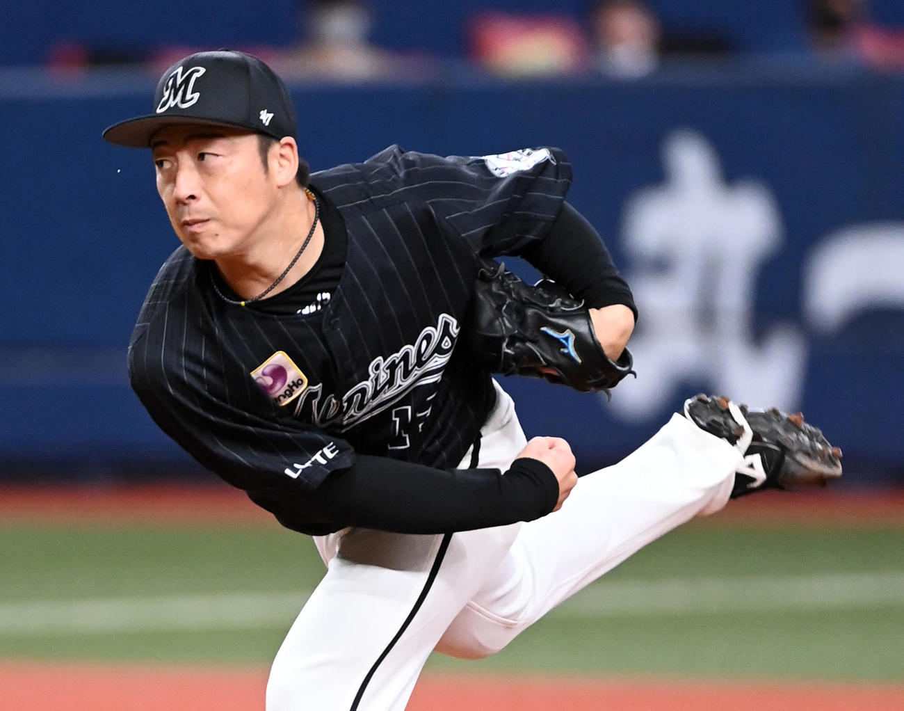 オリックス対ロッテ　ロッテ先発の美馬（撮影・前岡正明）