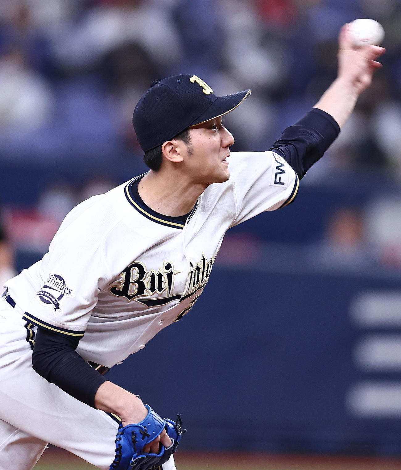 オリックス対ロッテ　鋭い表情で力投するオリックス先発の田嶋（撮影・垰建太）