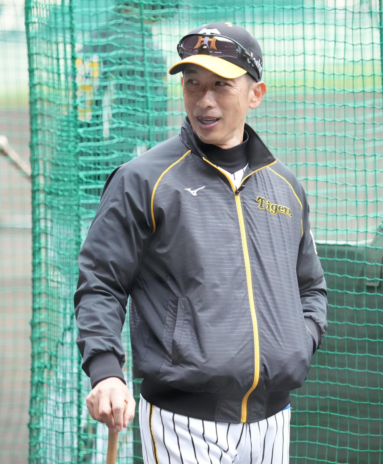 練習をみる阪神矢野監督（撮影・清水貴仁）