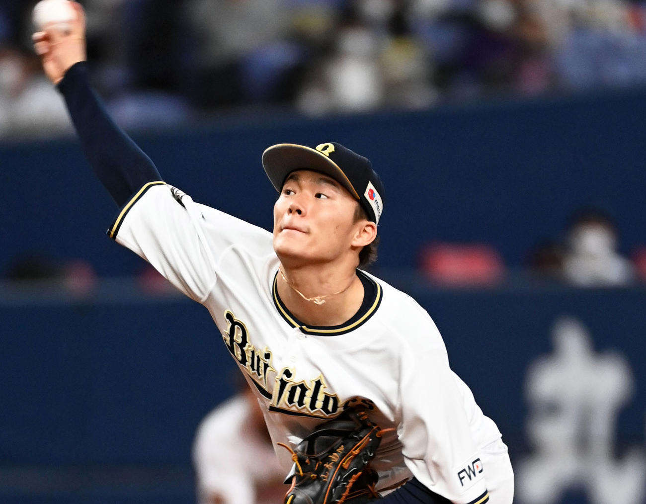 CSファイナルステージのロッテ戦で完封したオリックス山本由伸（2021年11月10日撮影）