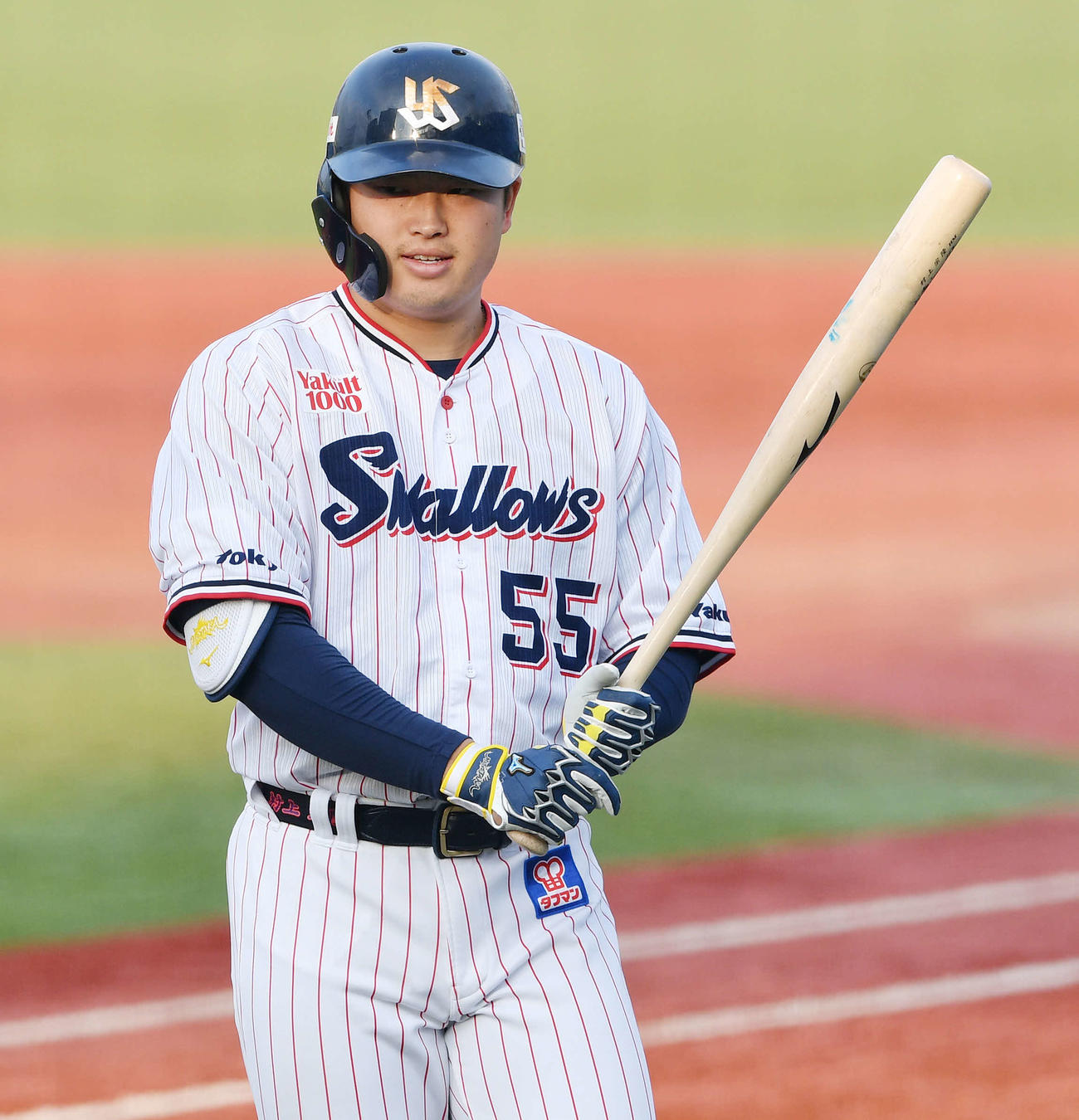 シート打撃でヤクルト小川から本塁打を放った村上（撮影・滝沢徹郎）