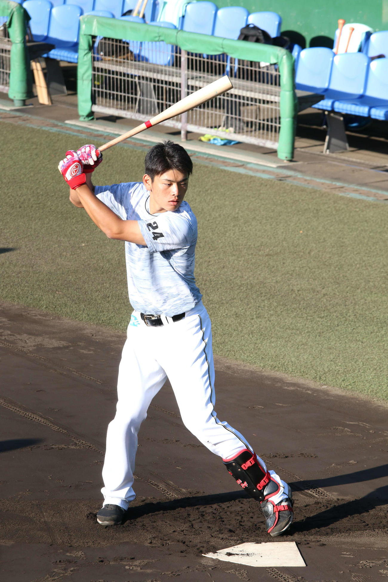 トス打撃する日本ハム野村（撮影・田中彩友美）