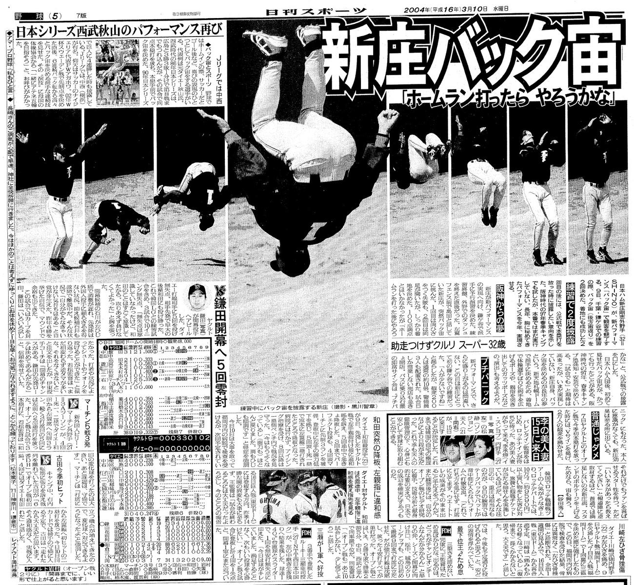 2004年3月10日付けの日刊スポーツ