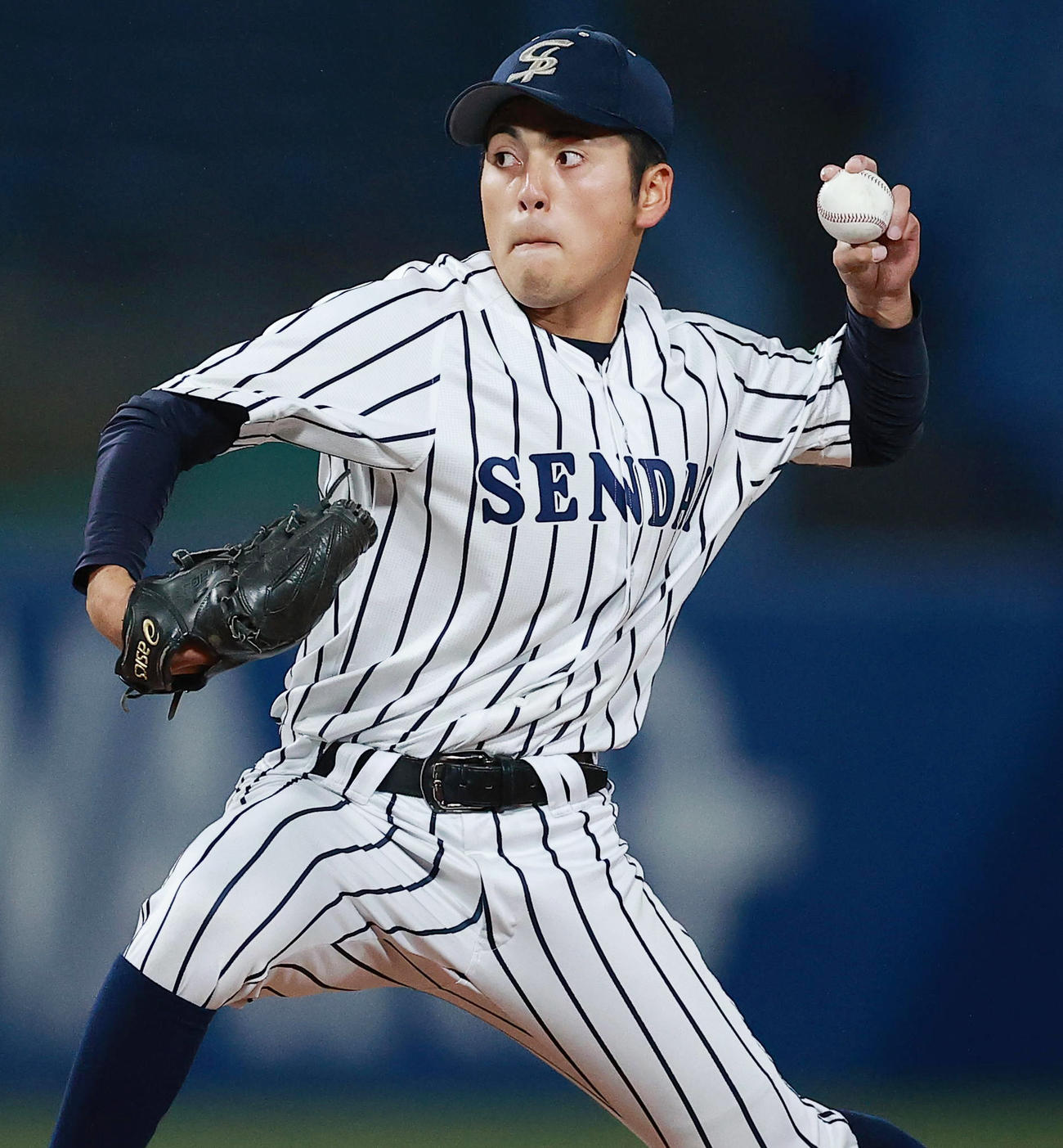 仙台大対国学院大　力投する仙台大先発の長久保（撮影・野上伸悟）