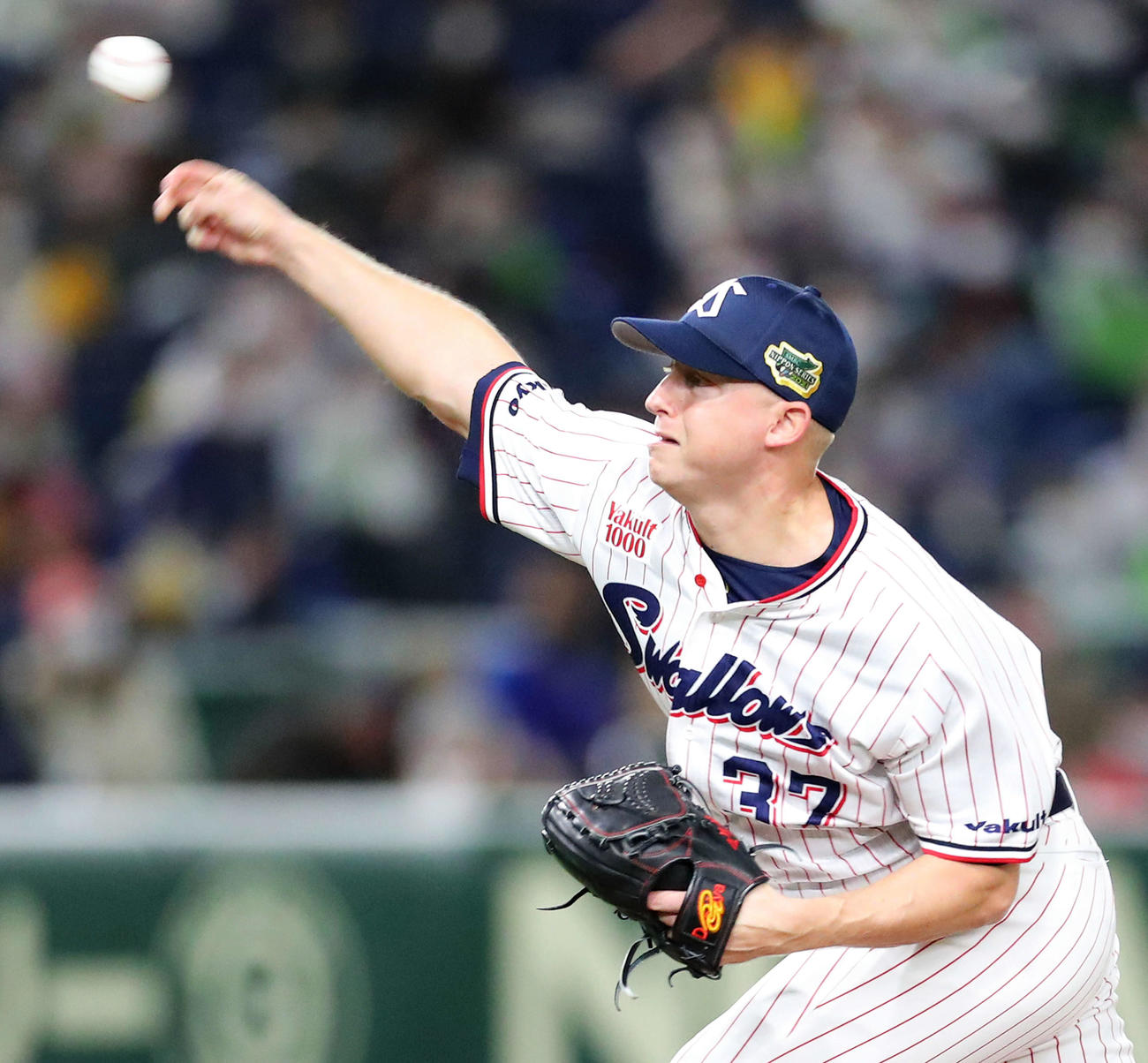 ヤクルト対オリックス　セーブを挙げたヤクルト・マクガフ（撮影・河田真司）